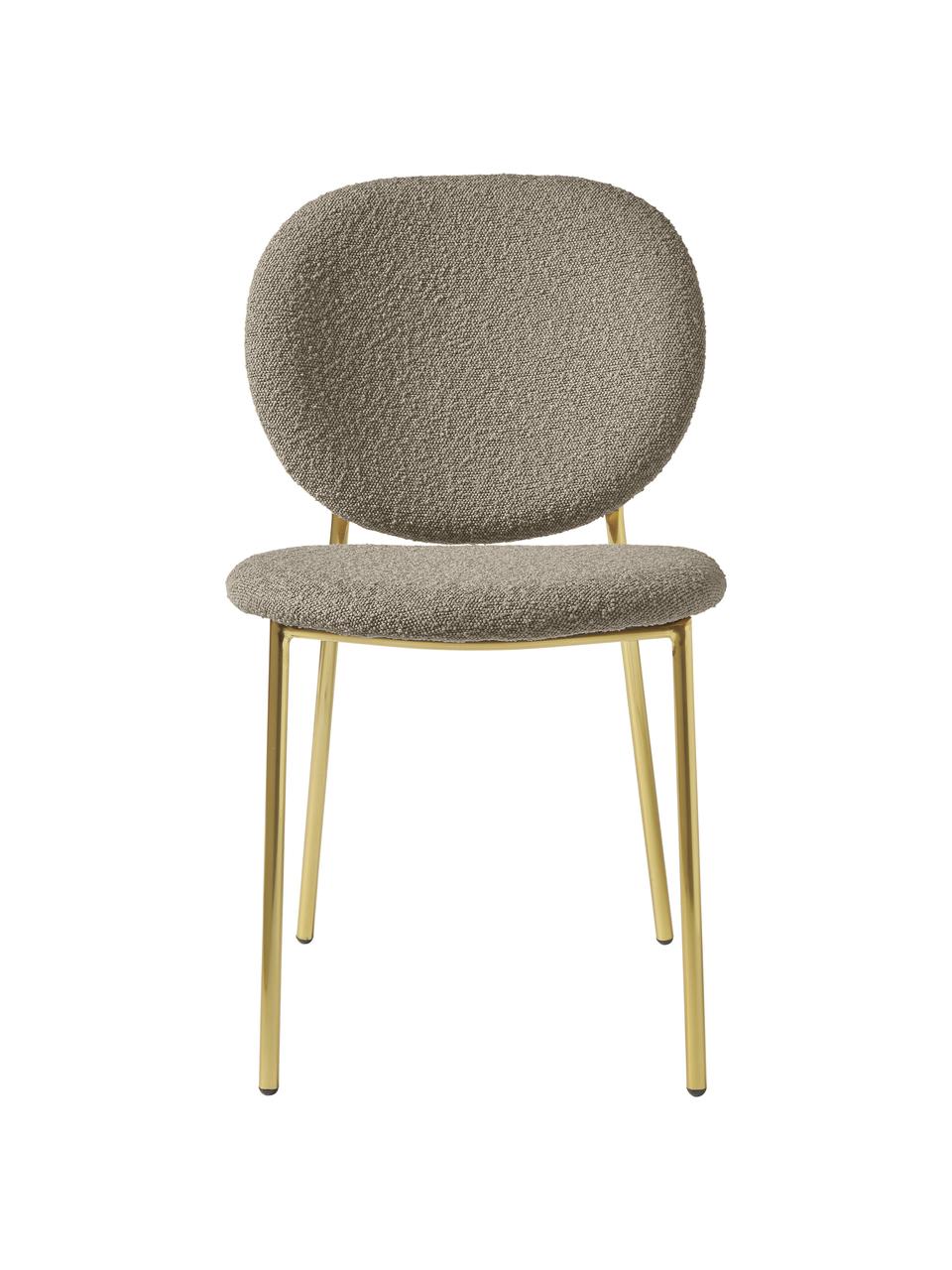 Chaises rembourrées en tissu bouclé Ulrica, 2 pièces, En tissu bouclé beige, couleur dorée, larg. 47 x prof. 61 cm