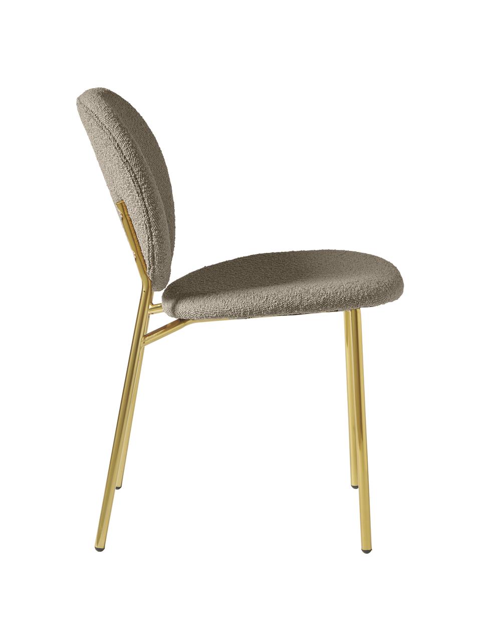 Krzesło tapicerowane bouclé Ulrica, 2 szt., Tapicerka: bouclé (100% poliester) D, Nogi: metal powlekany, Beżowy bouclé, odcienie złotego, S 47 x G 61 cm
