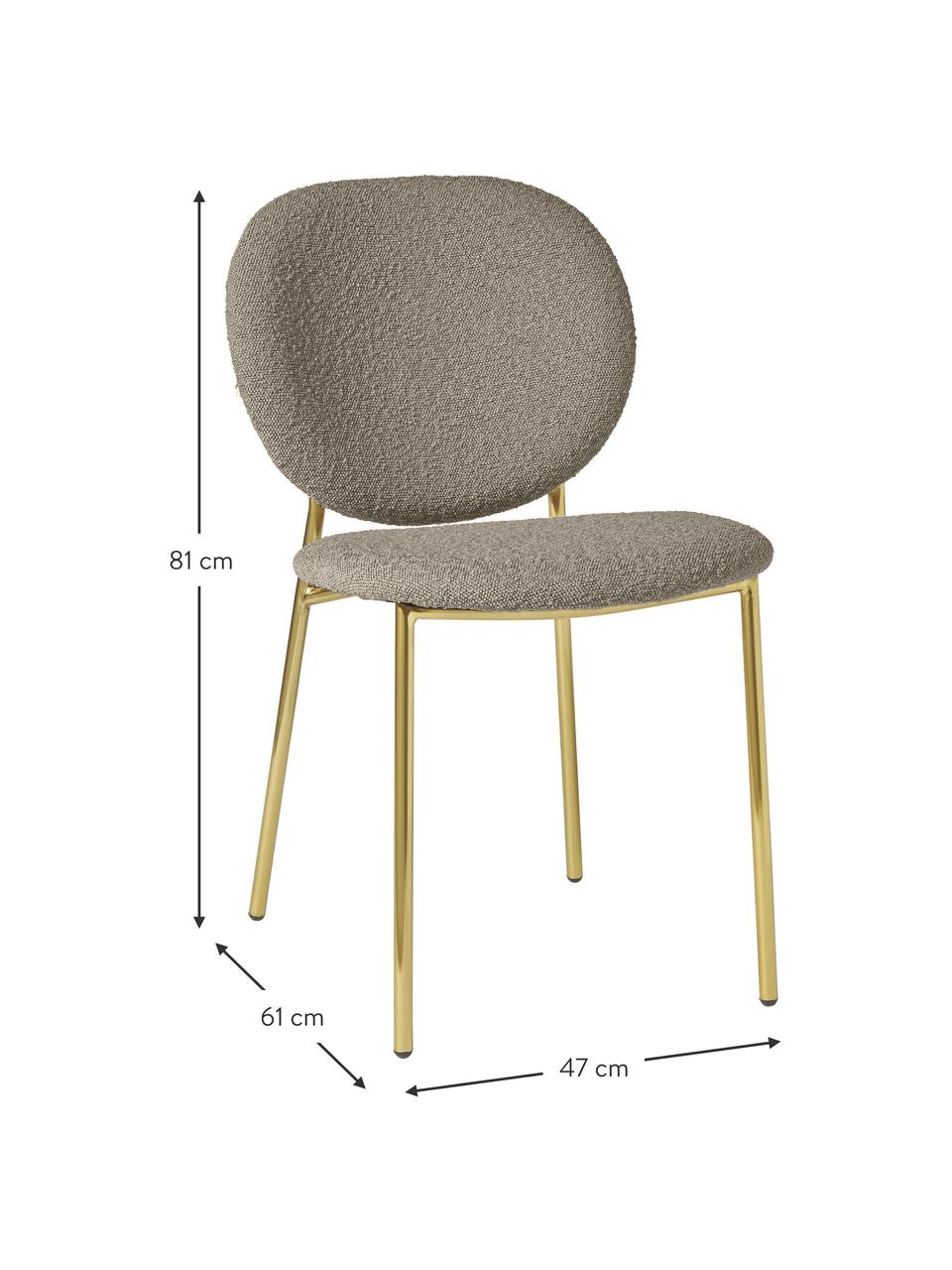 Chaises rembourrées en tissu bouclé Ulrica, 2 pièces, En tissu bouclé beige, couleur dorée, larg. 47 x prof. 61 cm
