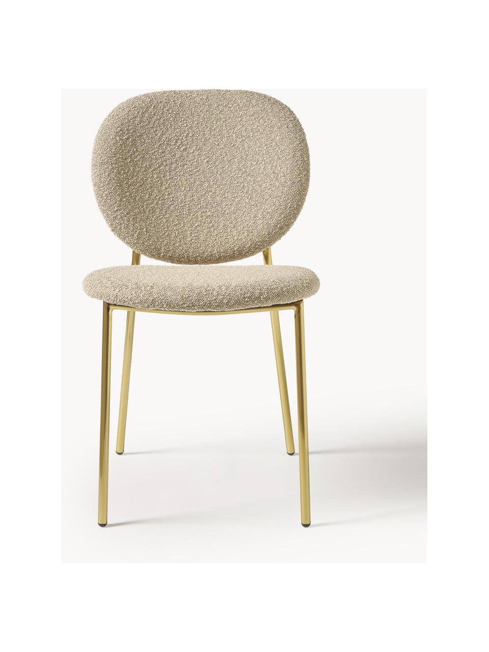 Bouclé čalouněné židle Ulrica, 2 ks, Světle béžová, zlatá, Š 54 cm, V 108 cm