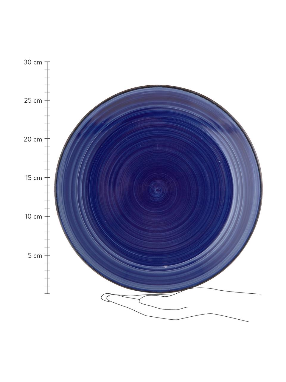 Ručně malovaný mělký talíř Baita, 6 ks, Modrá