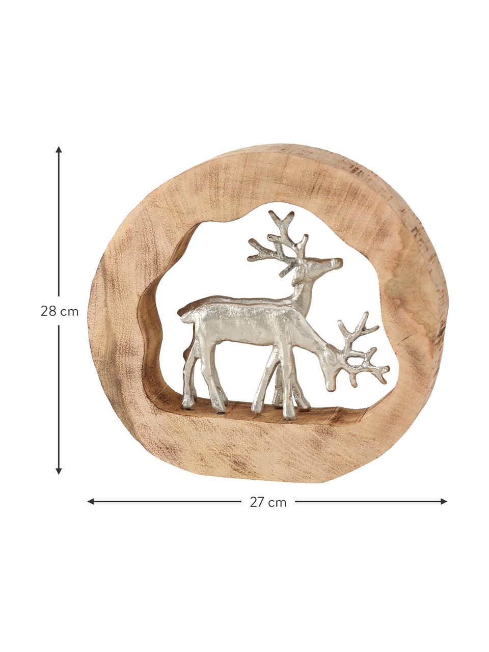 Pieza decorativa ciervos Elmar, Madera, aluminio recubierto, Madera, plateado, An 27 x Al 28 cm