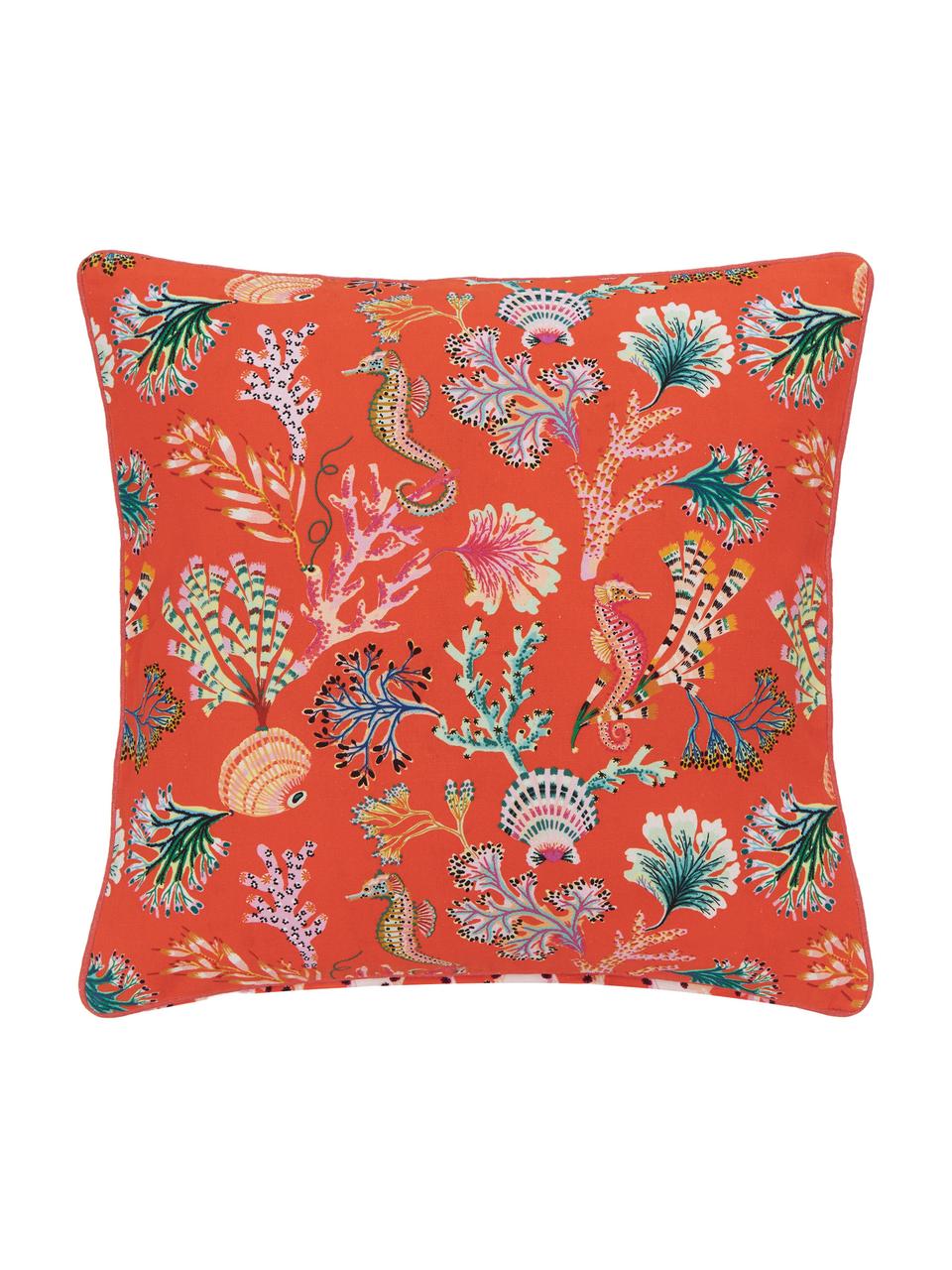 Housse de coussin 45x45 réversible en coton bio Marina, 100 % coton bio, certifié GOTS, Orange, larg. 45 x long. 45 cm