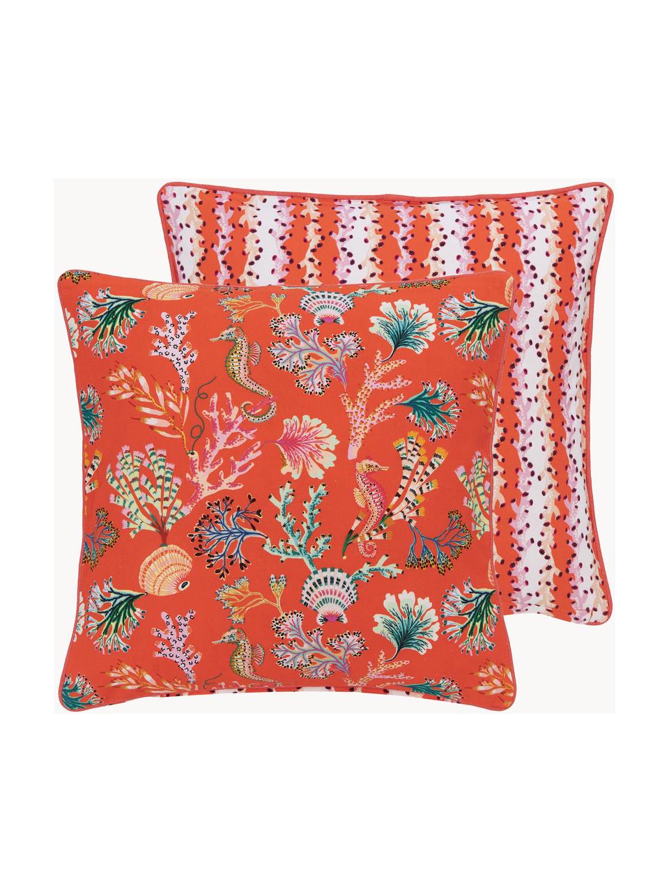 Housse de coussin 45x45 réversible en coton bio Marina, 100 % coton bio, certifié GOTS, Orange, larg. 45 x long. 45 cm