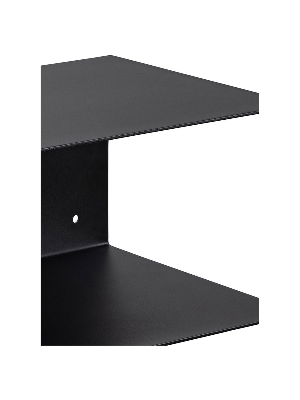 Mesitas de noche de pared de metal Neptun, 2 uds., Metal con pintura en polvo, Negro, An 35 x Al 14 cm