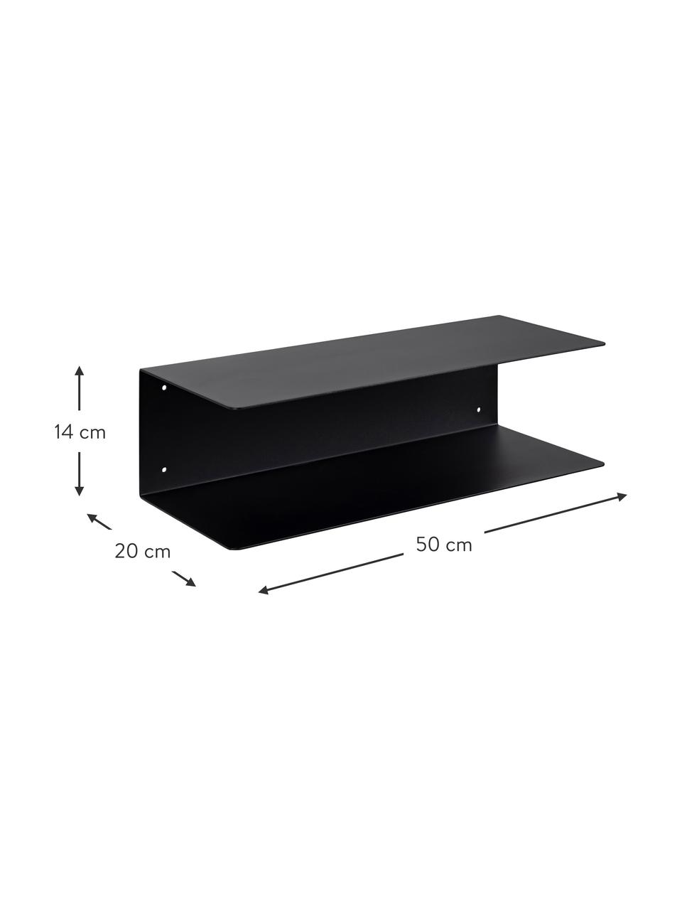 Ścienny stolik nocny z metalu Neptun, 2 szt., Metal malowany proszkowo, Czarny, S 35 x W 14 cm