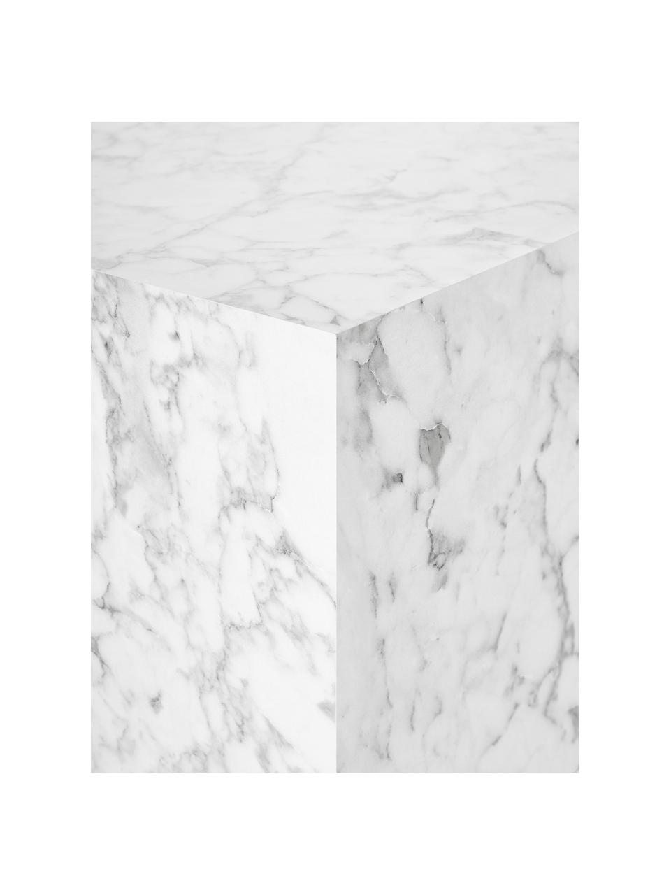 Table basse aspect marbre Lesley, MDF, enduit feuille mélaminée, Blanc aspect marbre, haute brillance, larg. 90 x prof. 50 cm