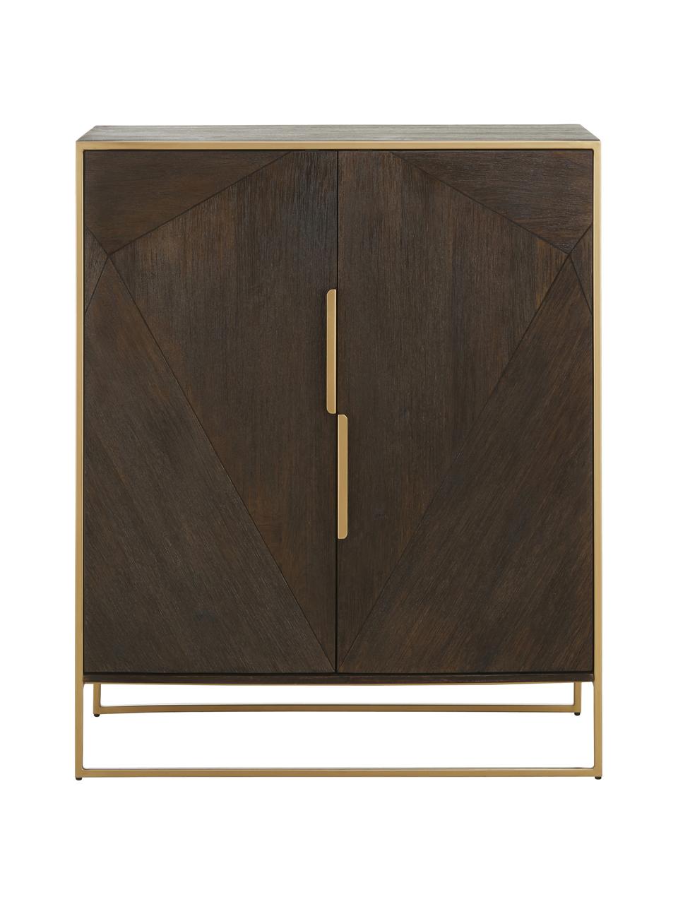 Chiffonnier de madera maciza de mango Harry, Estructura: madera maciza de mango, p, Madera de mango, dorado, An 100 x Al 120 cm