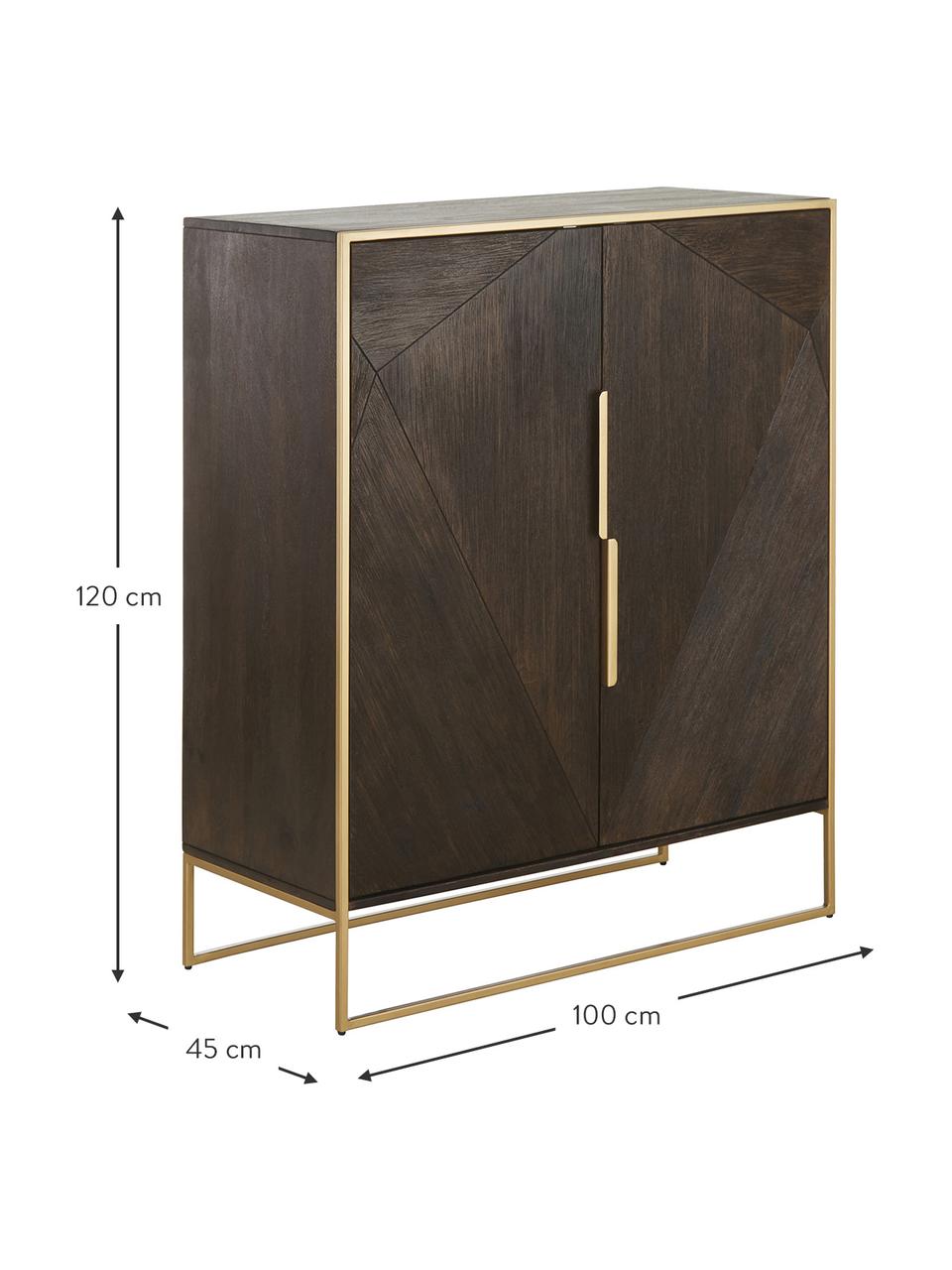 Highboard Harry aus massivem Mangoholz, Korpus: Massives Mangoholz, lacki, Mangoholz, Goldfarben, B 100 x H 120 cm