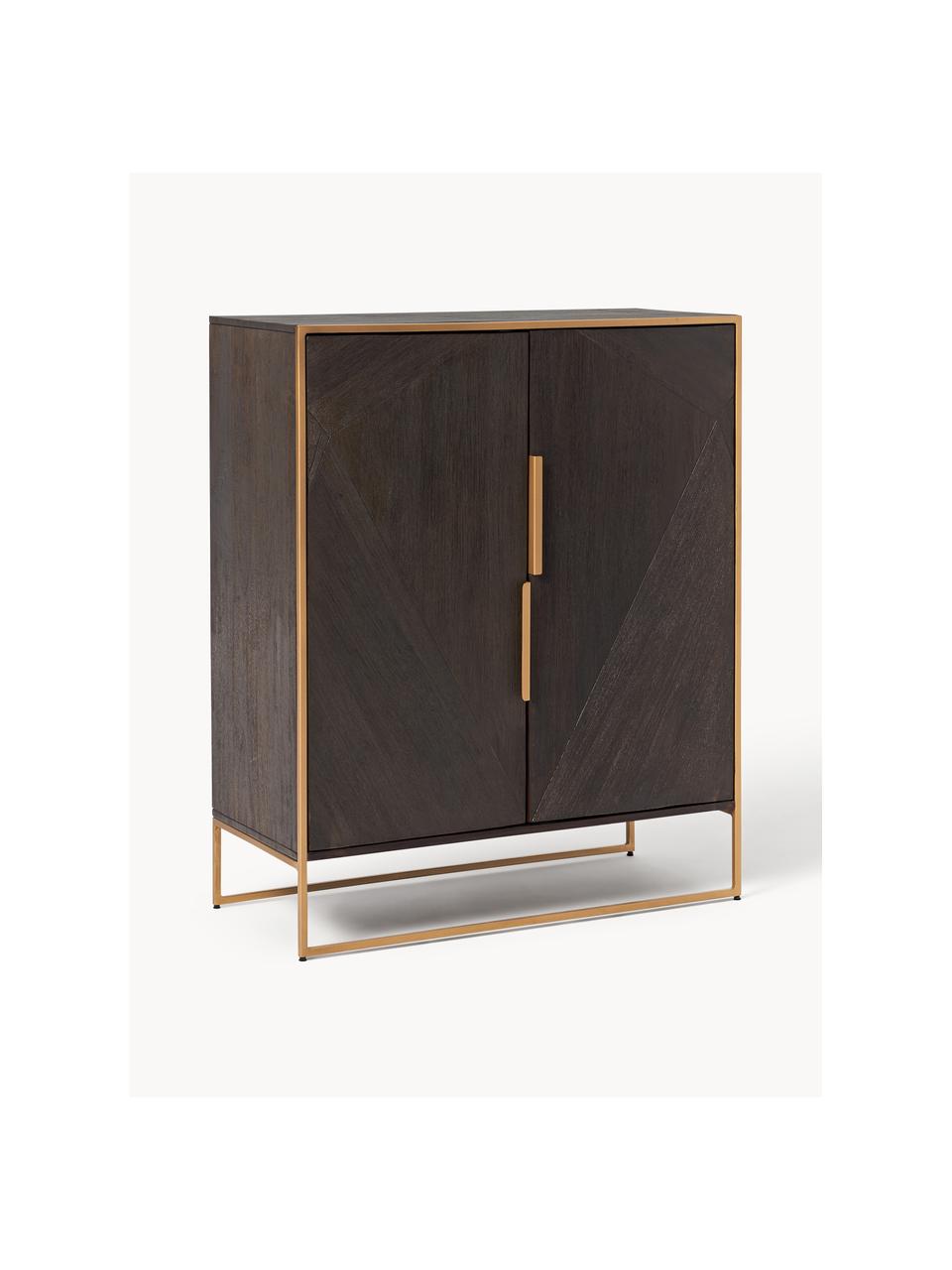 Credenza alta in legno di mango massiccio Harry, Legno di mango, dorato, Larg. 100 x Alt. 120 cm