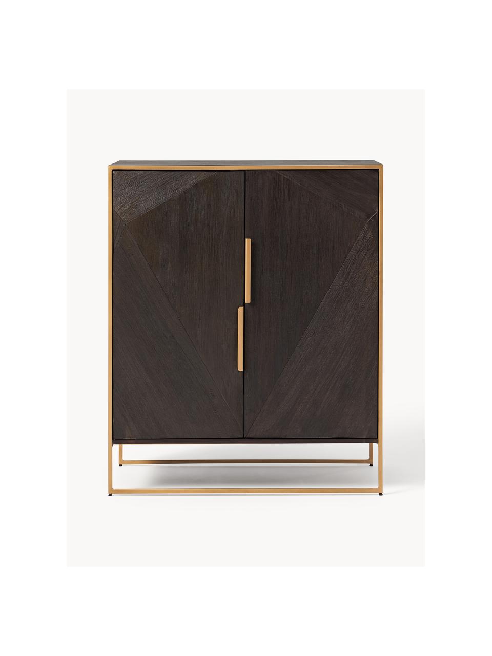 Buffet en bois de manguier massif Harry, Manguier, cadre doré, larg. 100 x haut. 120 cm