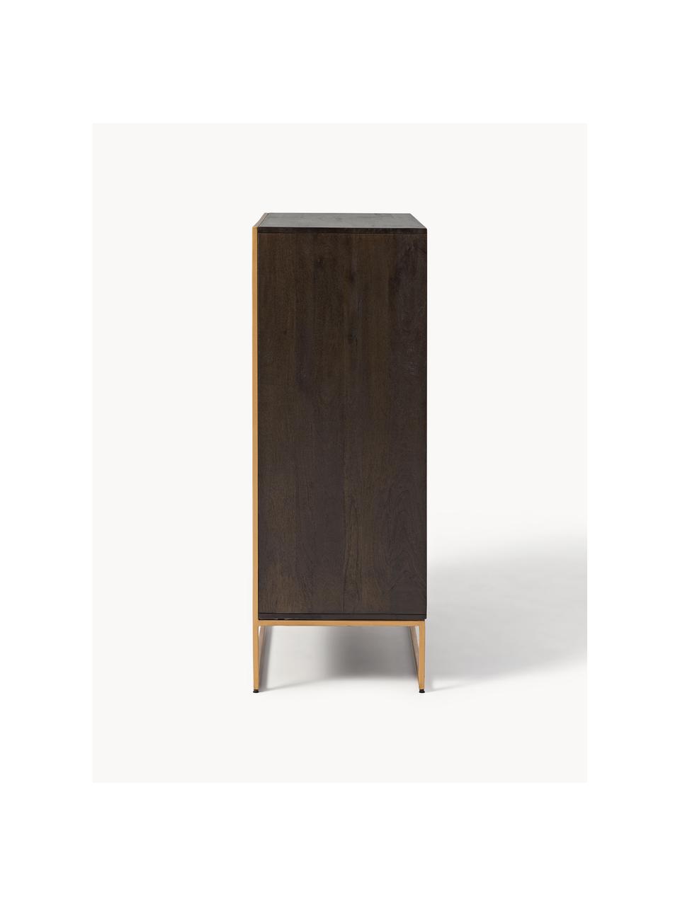 Credenza alta in legno di mango massiccio Harry, Legno di mango, dorato, Larg. 100 x Alt. 120 cm