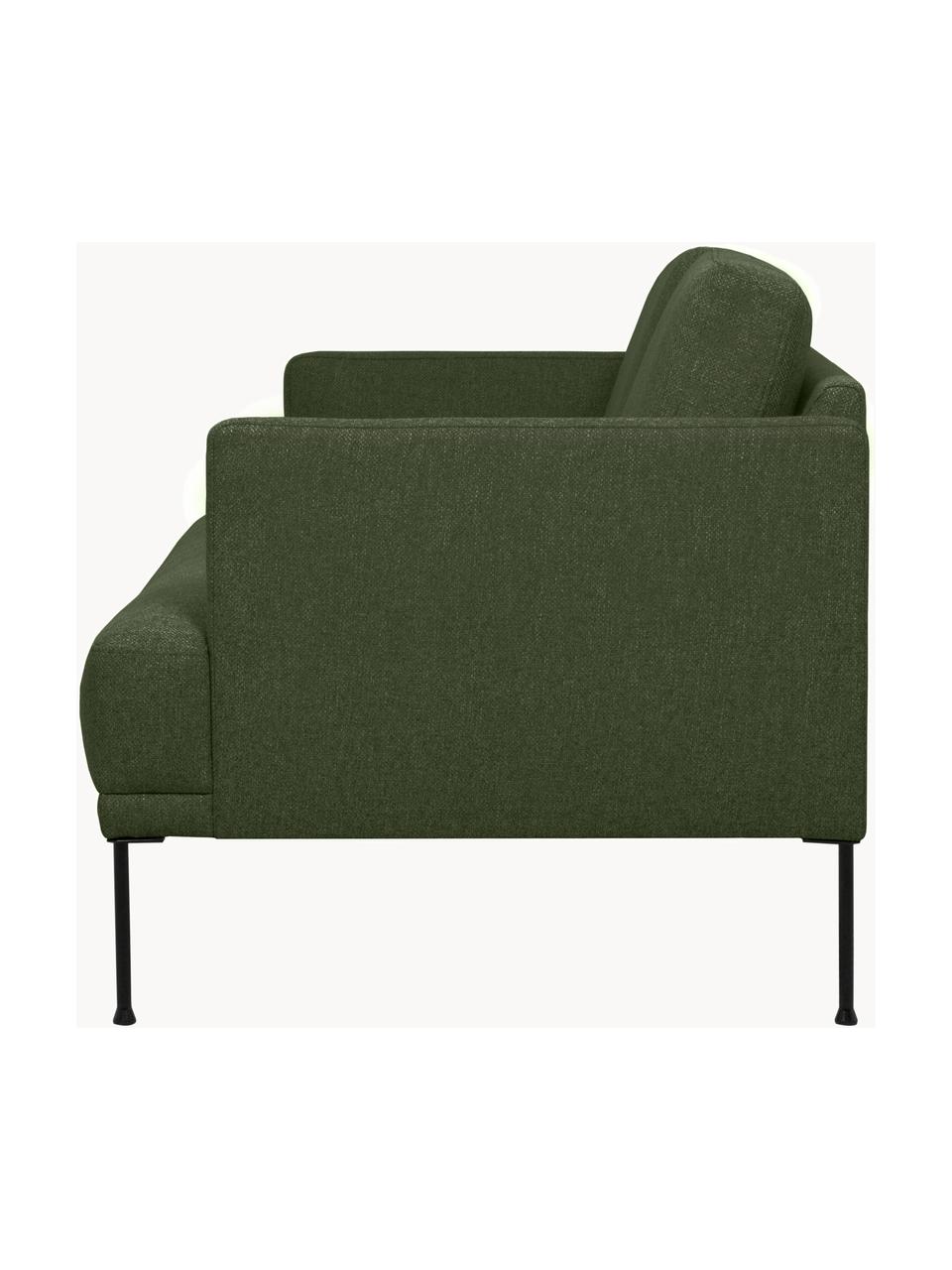 Canapé 2 places avec pieds en métal Fluente, Tissu vert foncé, larg. 166 x prof. 85 cm