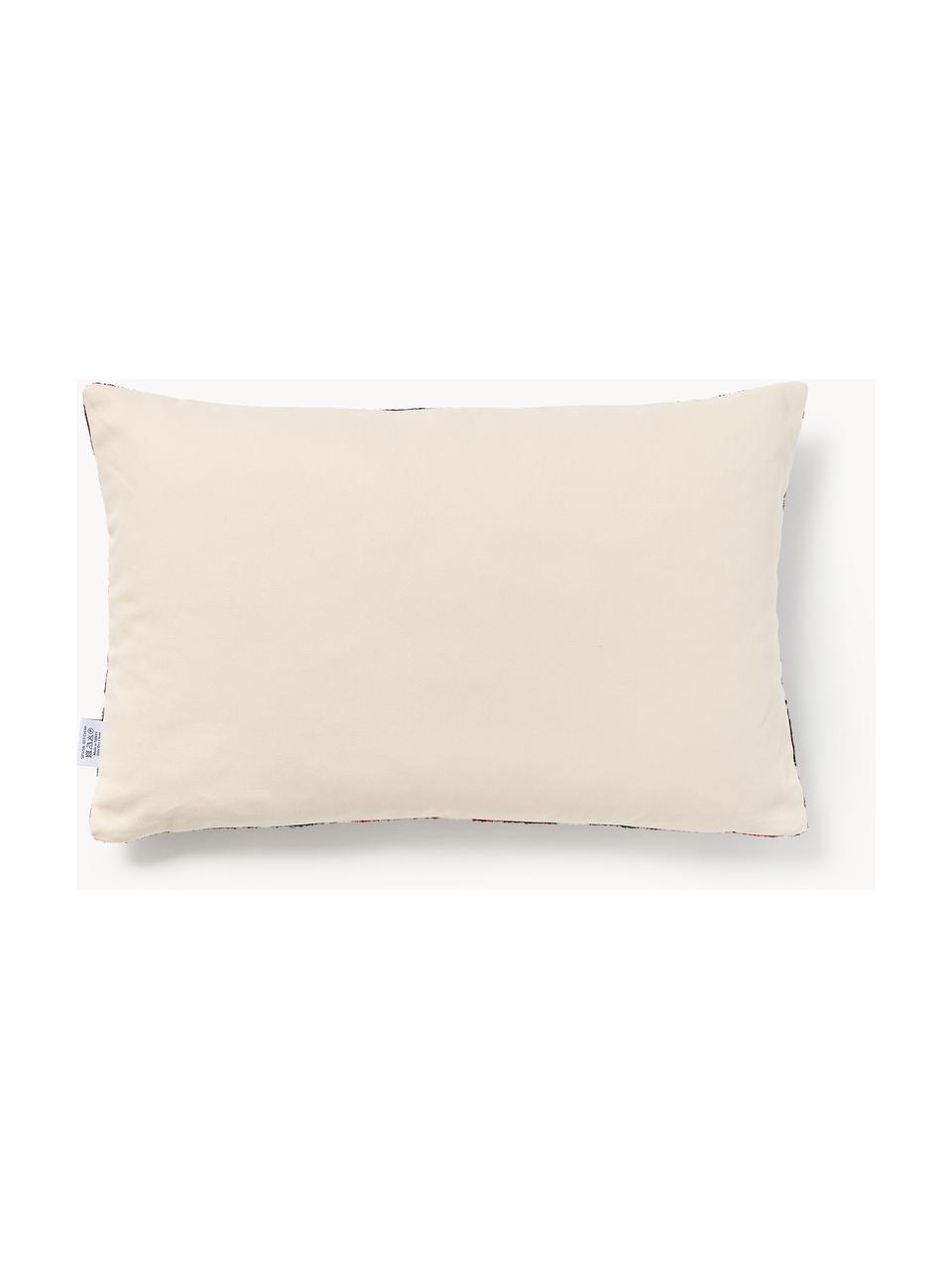 Housse de coussin 40x60 en soie avec motif abstrait Silky, Vert foncé, rose vif, blanc, larg. 40 x long. 60 cm