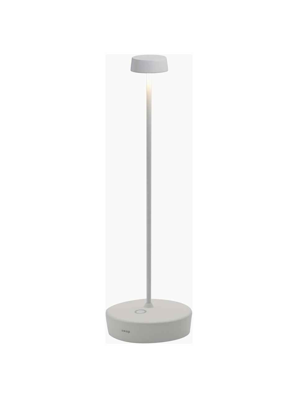 Lampada da tavolo piccola portatile a LED con luce regolabile Swap Mini, Lampada: alluminio rivestito, Bianco, Ø 10 x Alt. 29 cm