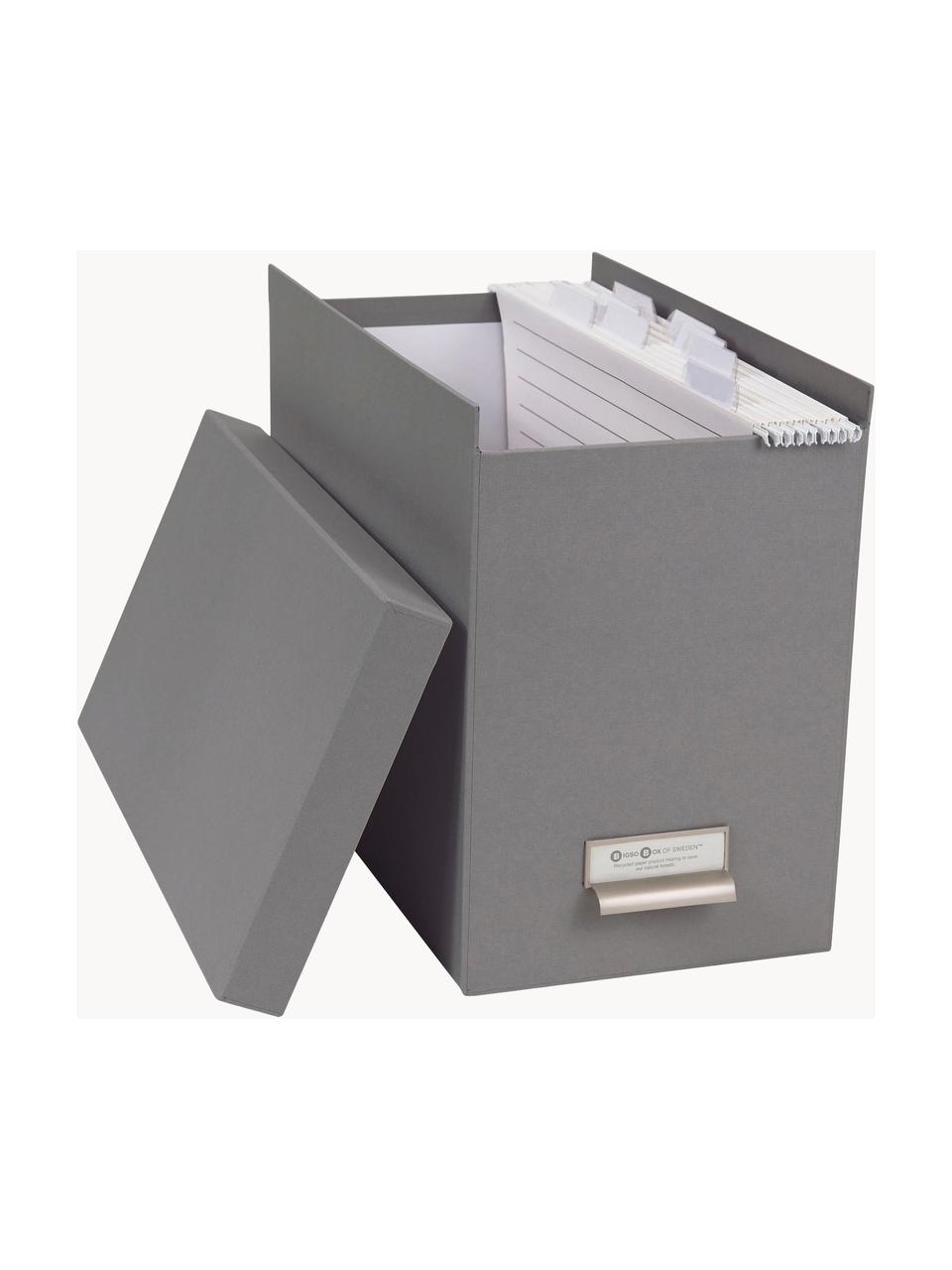 Organizer documenti con 8 scomparti Johan, Organizer: cartone solido laminato, Manico: metallo, Grigio, Larg. 19 x Alt. 27 cm