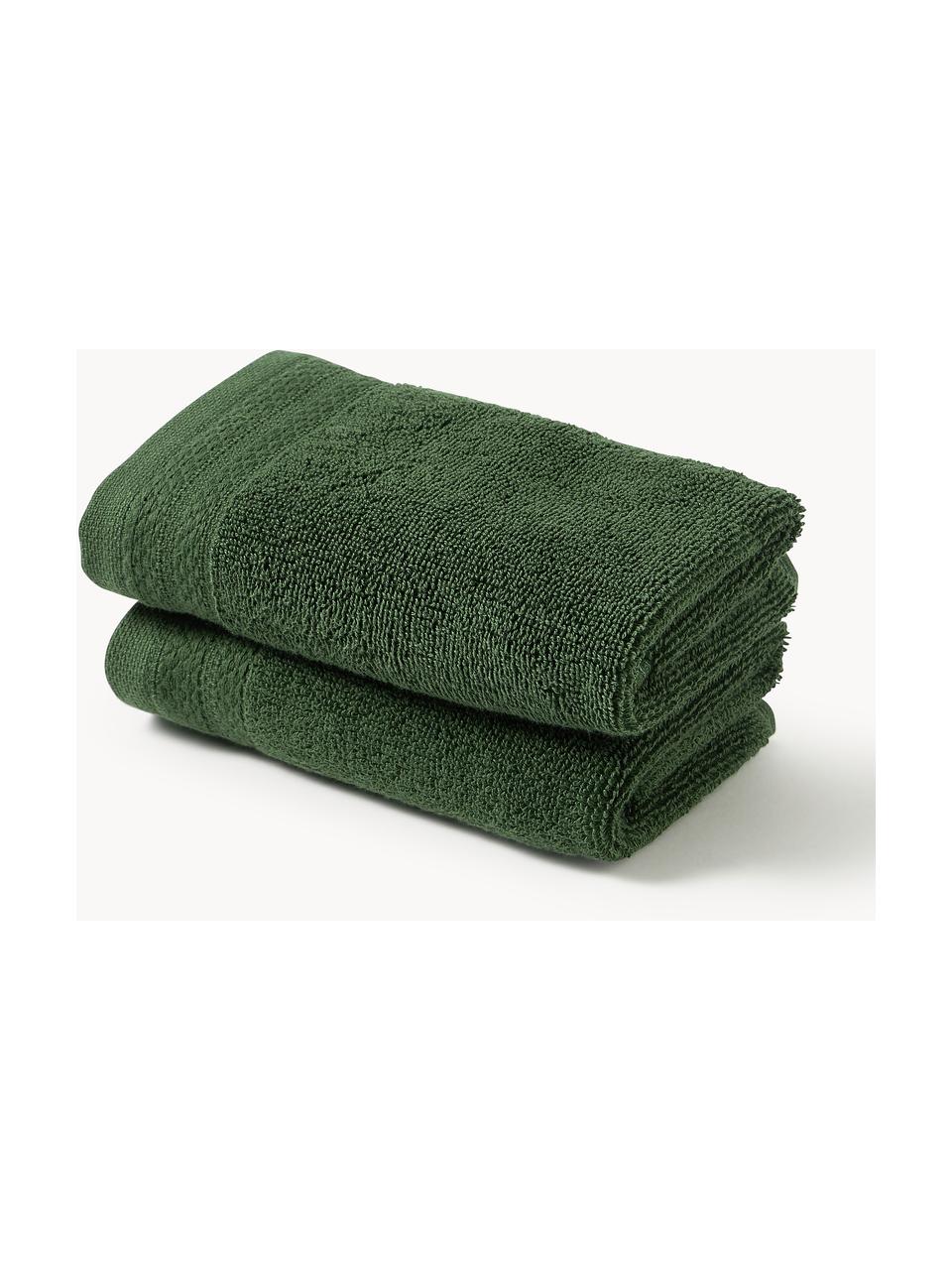 Serviette de toilette en coton bio Premium, tailles variées, Vert foncé, Serviettes de toilette, larg. 50 x long. 100 cm, 2 pièces