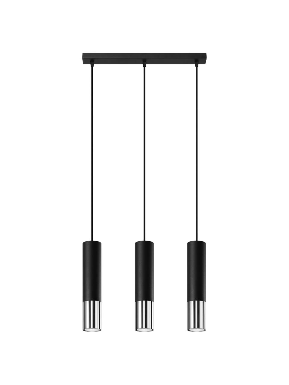 Závesná lampa Longbot, Čierna, chrómová, Š 40 x V 30 cm