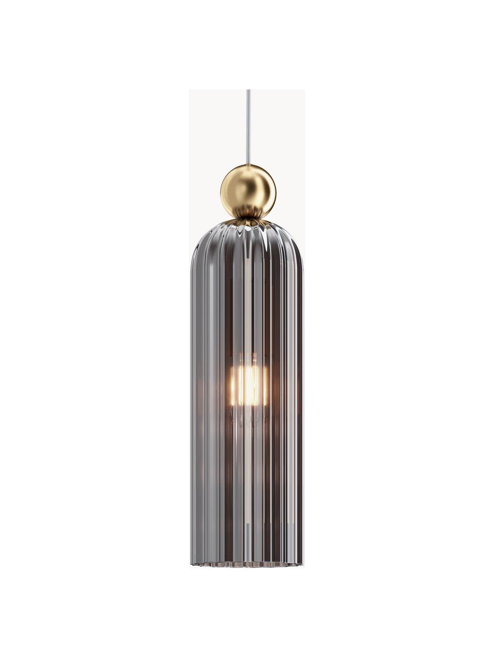 Kleine hanglamp Antic, Lampenkap: glas, Donkergrijs, goudkleurig, Ø 10 x H 38 cm
