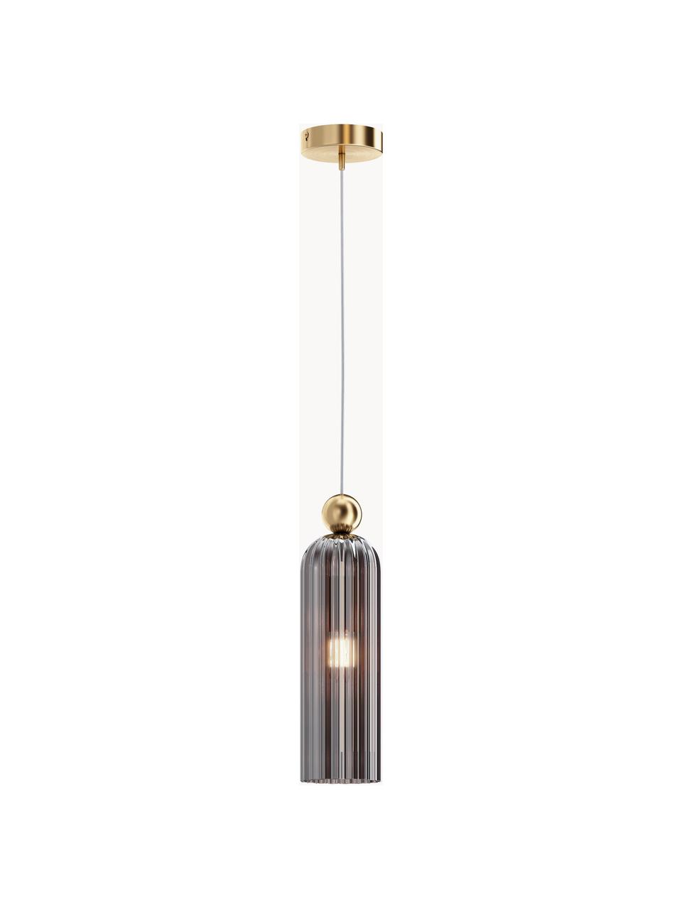 Lámpara de techo pequeña Antic, Pantalla: vidrio, Cable: plástico, Gris oscuro, dorado, Ø 10 x Al 38 cm