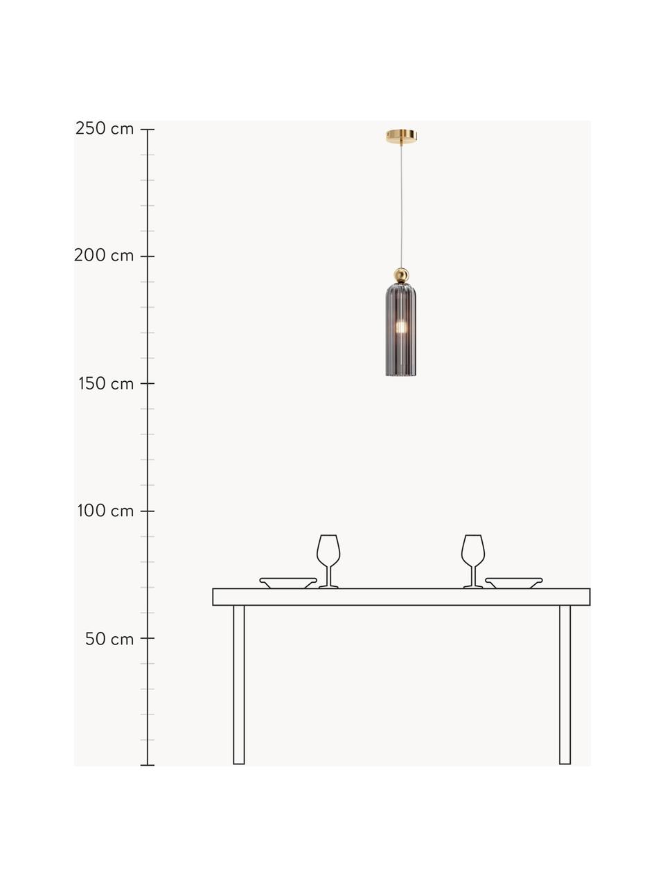 Kleine hanglamp Antic, Lampenkap: glas, Donkergrijs, goudkleurig, Ø 10 x H 38 cm