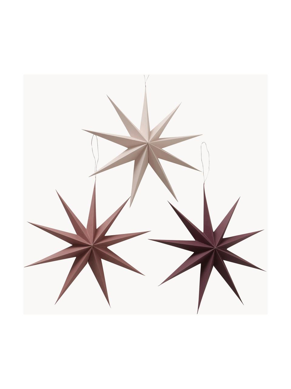 Sada ručně vyrobených závěsných hvězd Cassie, 3 díly, Bambusová pletenina, Růžová, tmavě růžová, světle růžová, Ø 40 cm