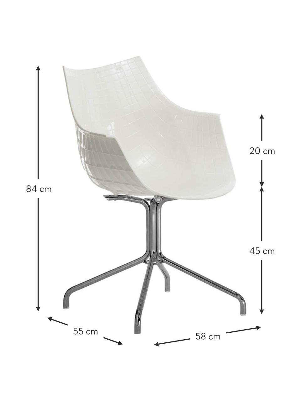 Plastová otočná stolička Meridiana, Lomená biela, odtiene striebornej, Š 58 x D 55 cm