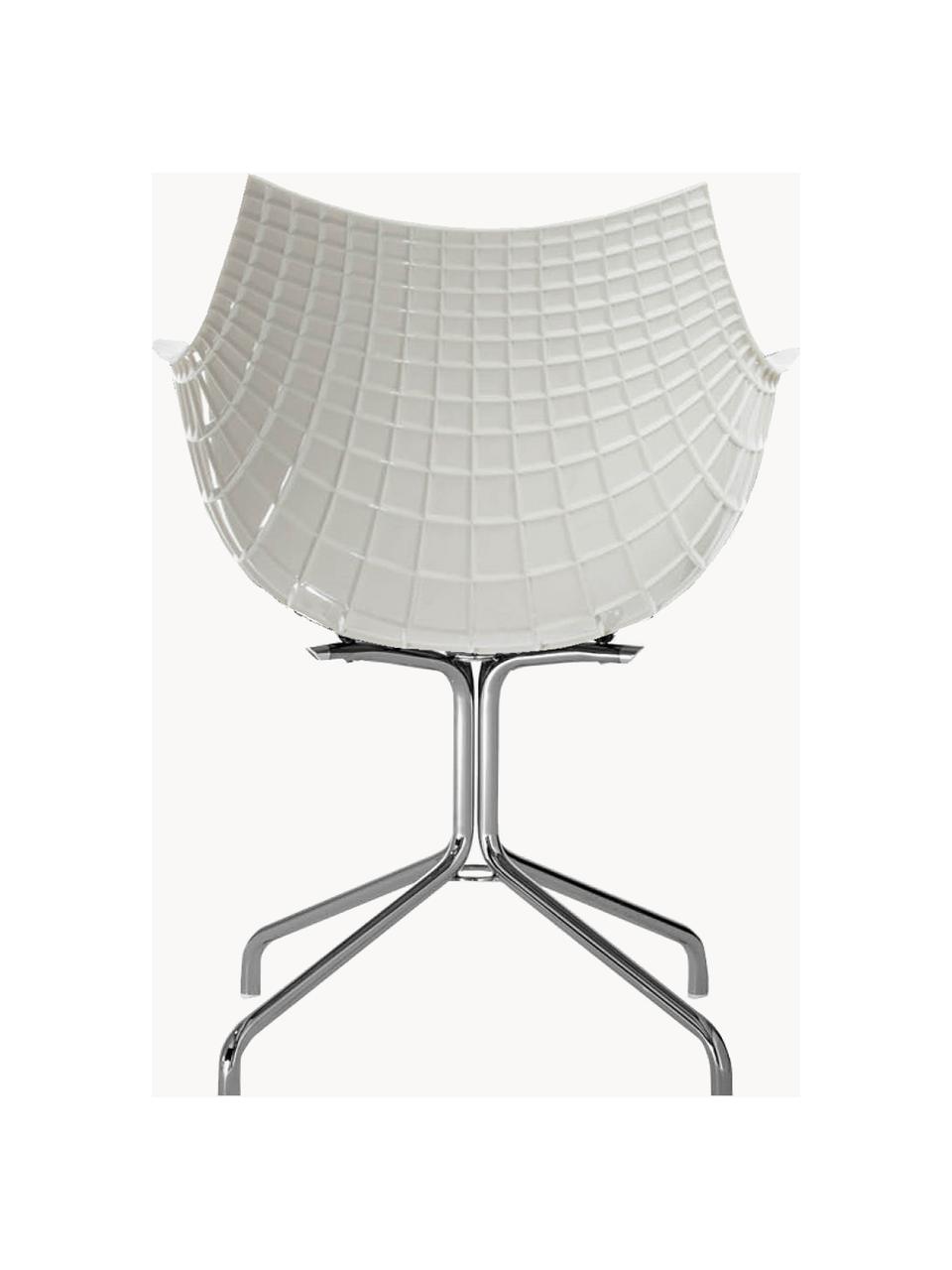 Chaise pivotante en plastique Meridiana, Blanc cassé, argenté, larg. 58 x prof. 55 cm