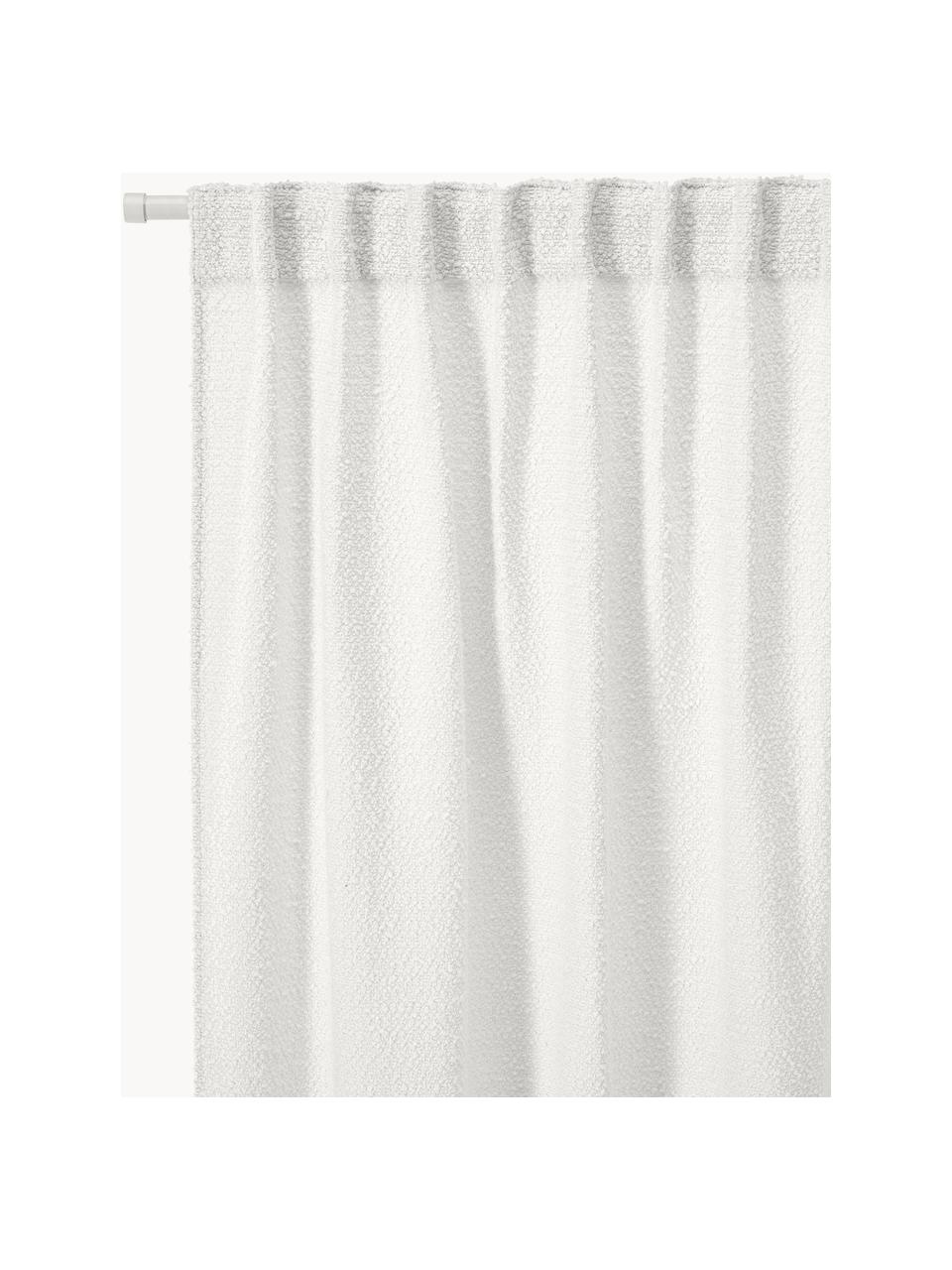 Rideaux opaques en tissu bouclé avec pattes cachées Bellamie, 2 pièces, Tissu bouclé (85 % polyester, 15 % acrylique), Tissu bouclé blanc, larg. 135 x long. 260 cm