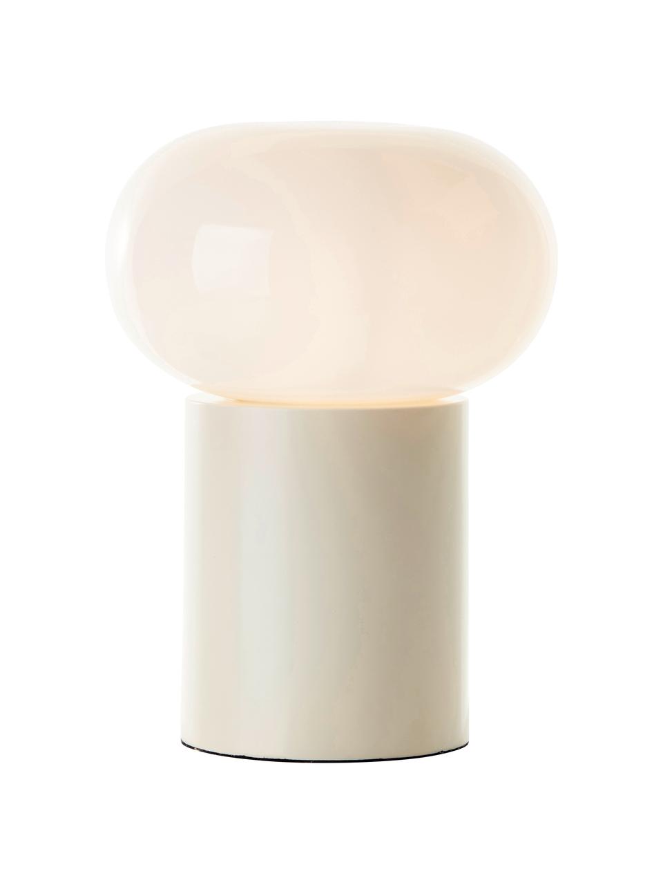 Kleine tafellamp Deany, Lampenkap: glas, Lampvoet: gecoat metaal, Wittinten, Ø 20 x H 27 cm