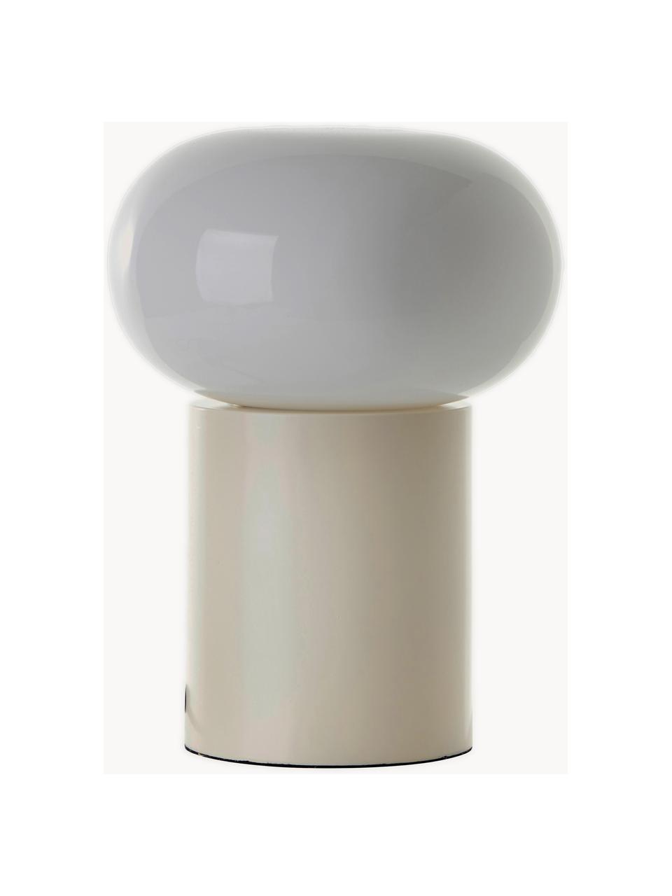 Kleine Tischlampe Deany, Lampenschirm: Glas, Lampenfuß: Metall, beschichtet, Hellbeige, Weiß, Ø 20 x H 27 cm