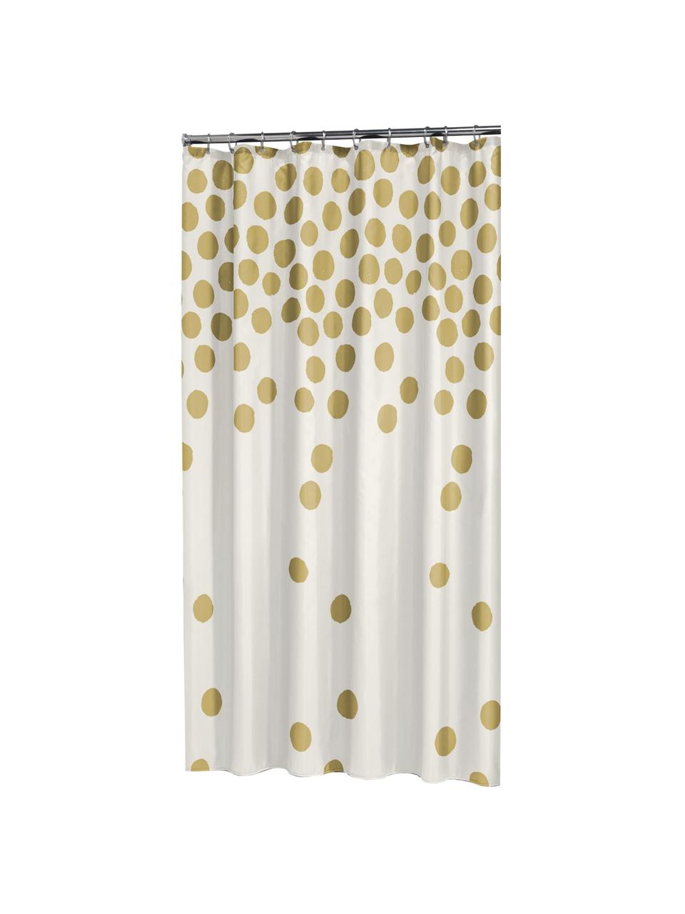 Cortina de baño Spots, Ojales: metal, Blanco, dorado, An 180 x L 200 cm