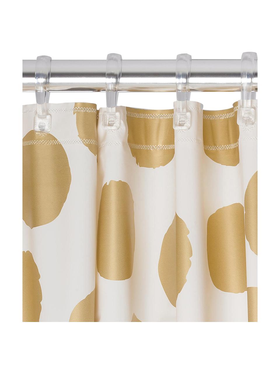 Cortina de baño Spots, Ojales: metal, Blanco, dorado, An 180 x L 200 cm