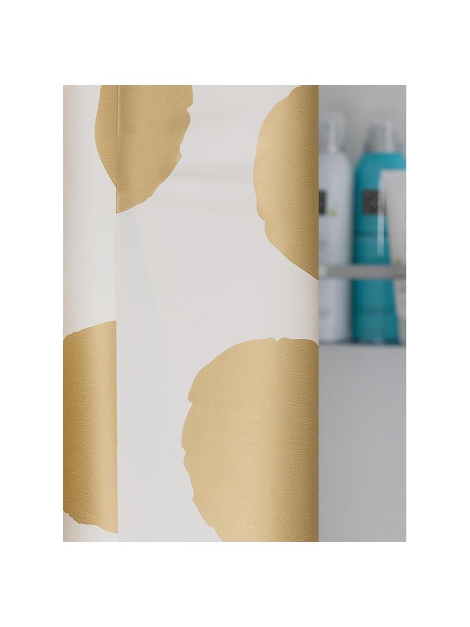 Rideau de douche blanche à pois dorés Spots, Blanc, couleur dorée, larg. 180 x long. 200 cm