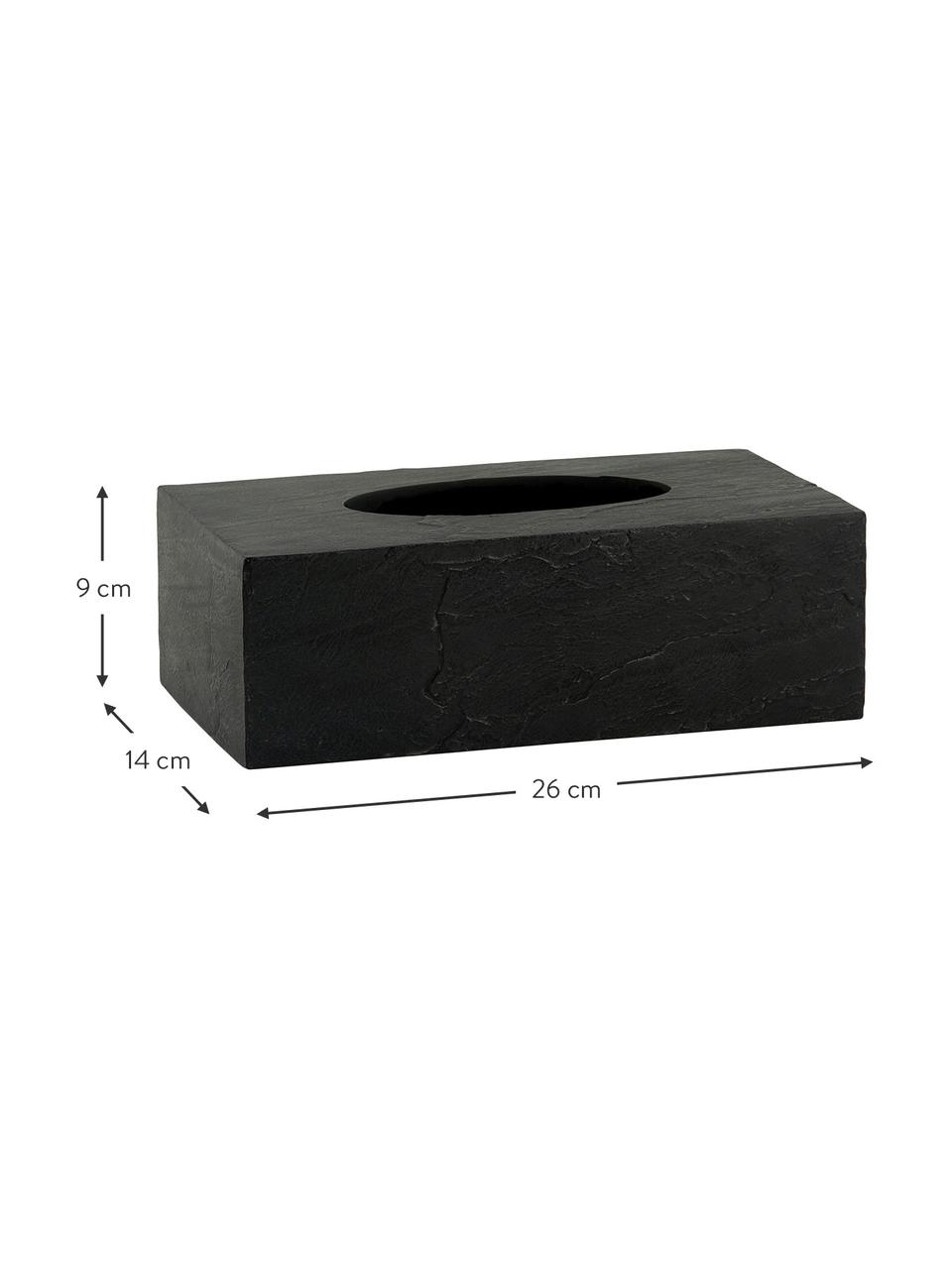 Kosmetiktuchbox Slate in Schiefer-Optik, Polyresin in Schiefer-Optik, Schwarz, B 26 x H 9 cm