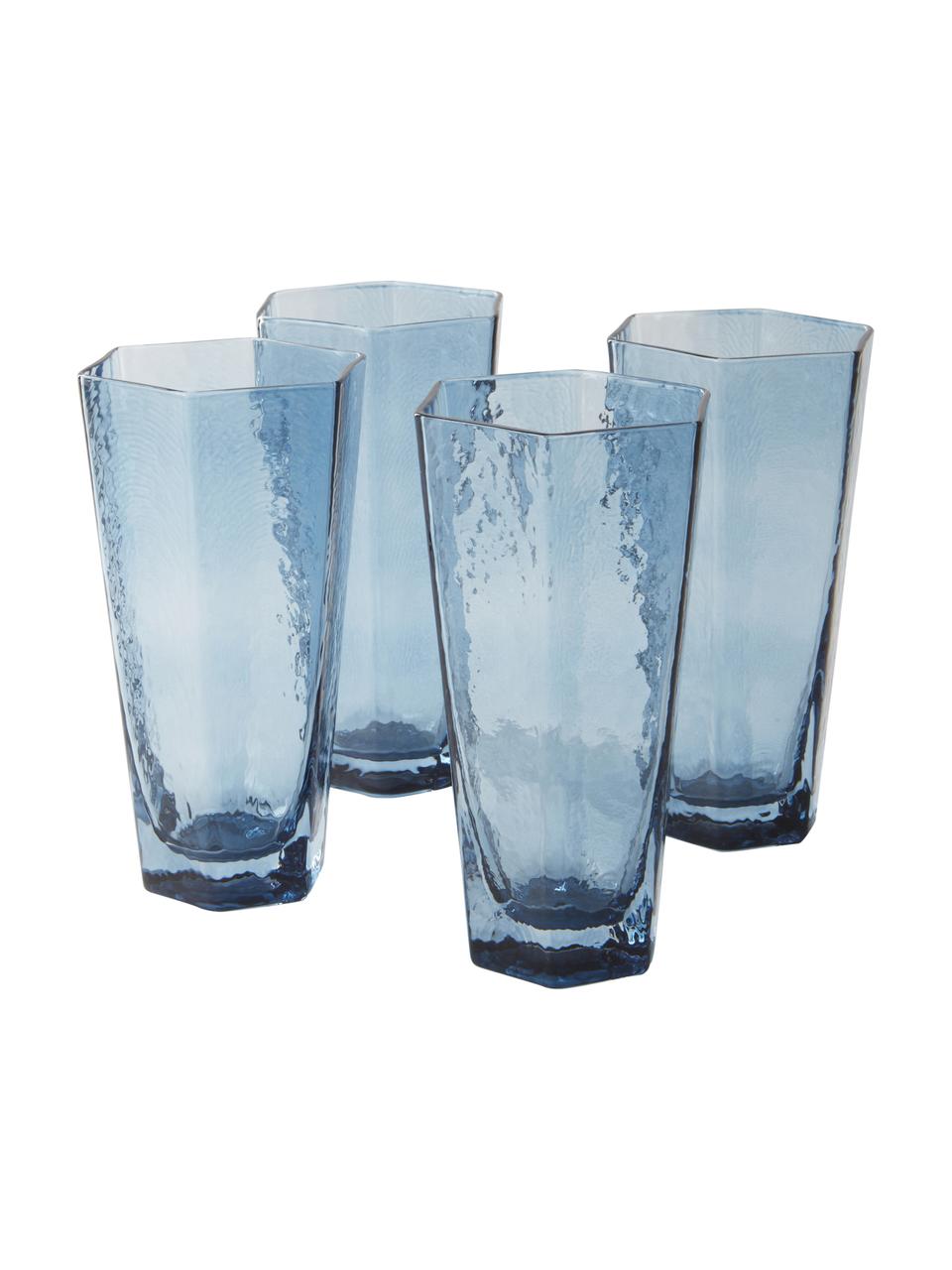 Bicchiere acqua blu Amory 4 pz, Vetro, Blu, trasparente, Ø 9 x Alt. 17 cm, 500 ml