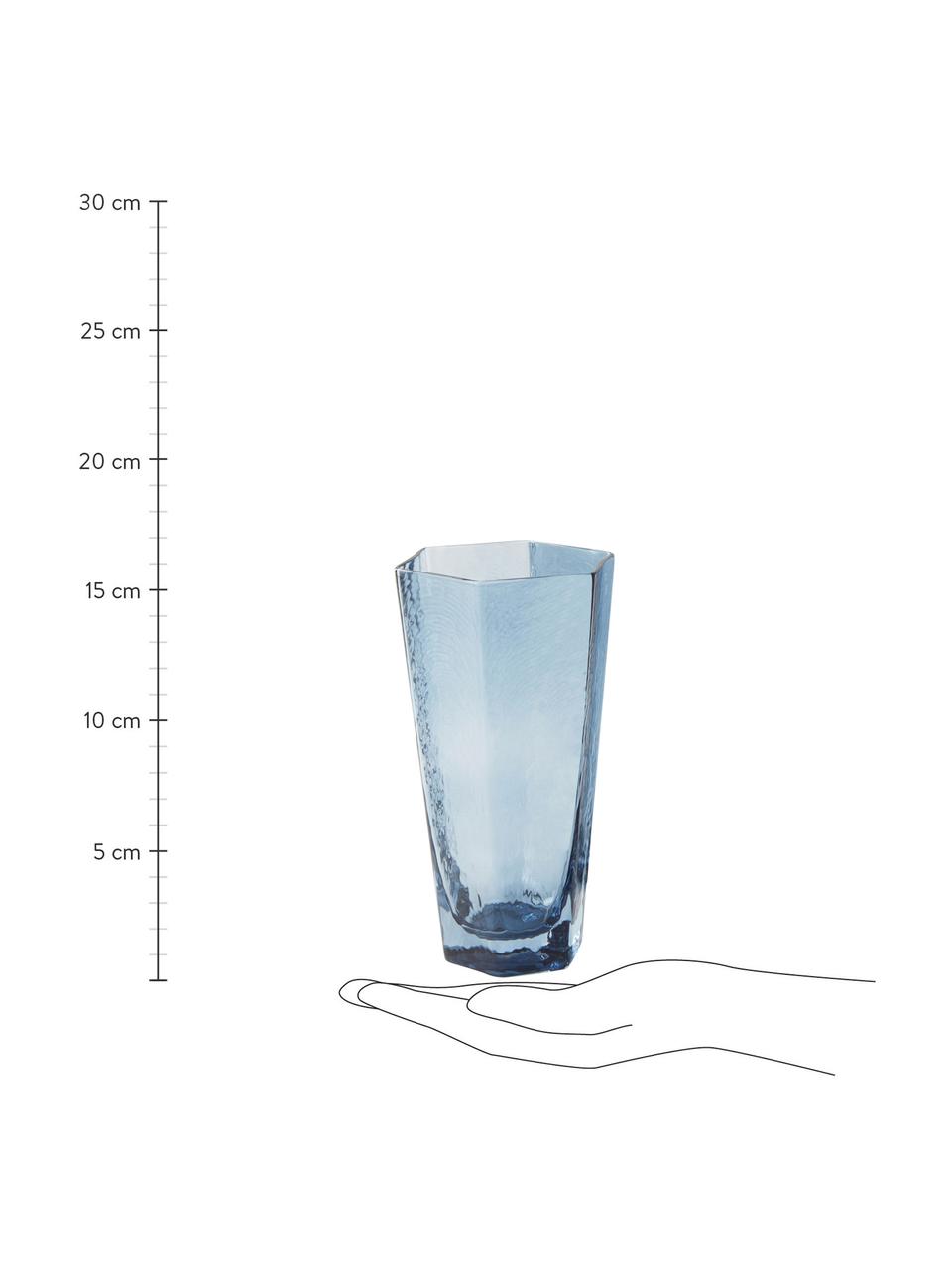 Vasos Amory, 4 uds., Vidrio, Azul transparente, Ø 9 x Al 17 cm, 500 ml