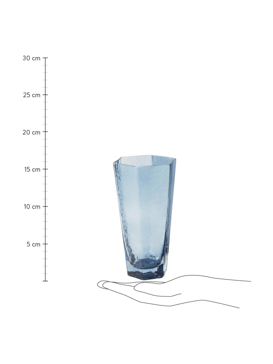 Waterglazen Amory in blauw, 4 stuks, Glas, Blauw, transparant, Ø 9 x H 17 cm, 500 ml