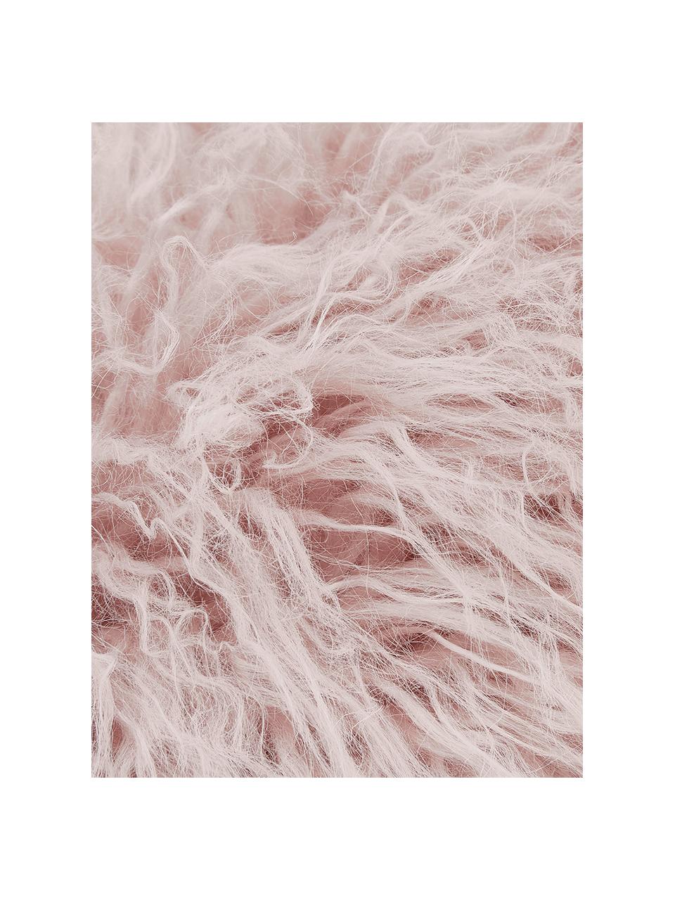 Zachte kussenhoes van imitatievacht Morten in roze, gekruld, Lichtroze, B 30 x L 50 cm
