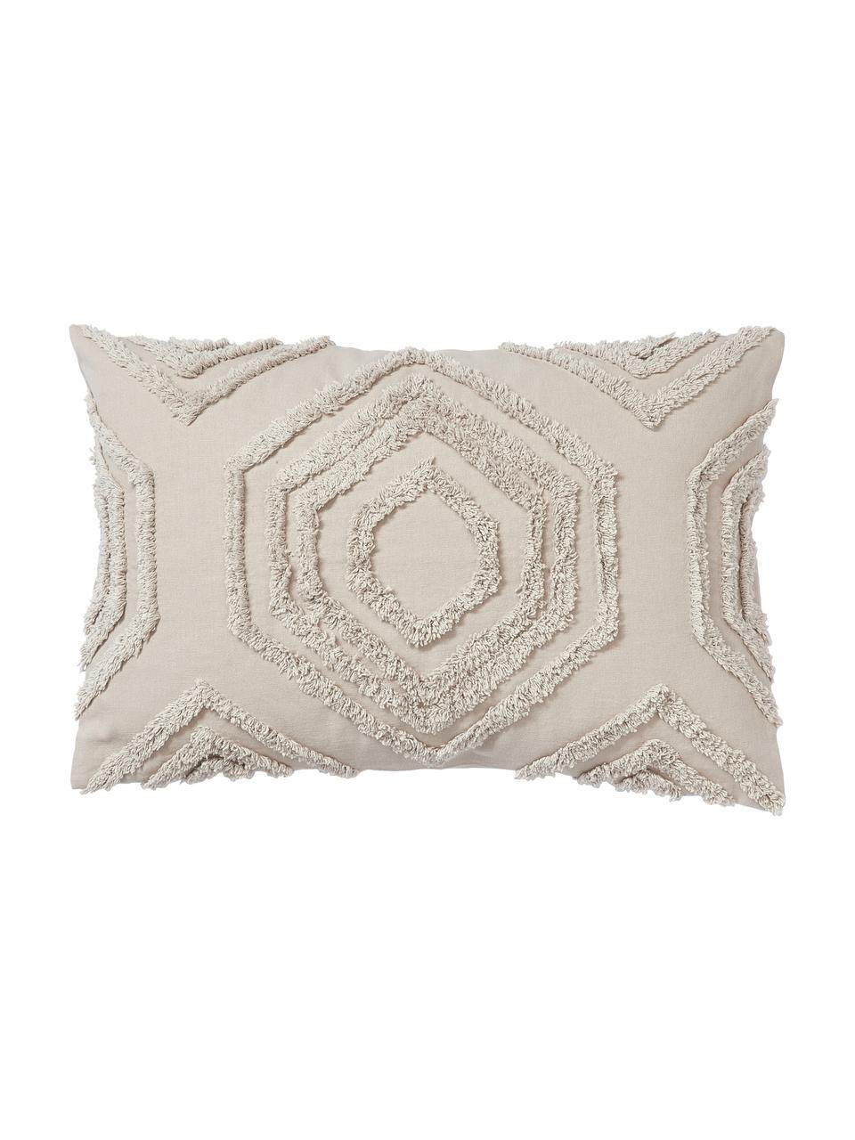 Poszewka na poduszkę z perkalu z tuftowaną dekoracją Faith, 100% bawełna, Beżowy, S 40 x D 60 cm