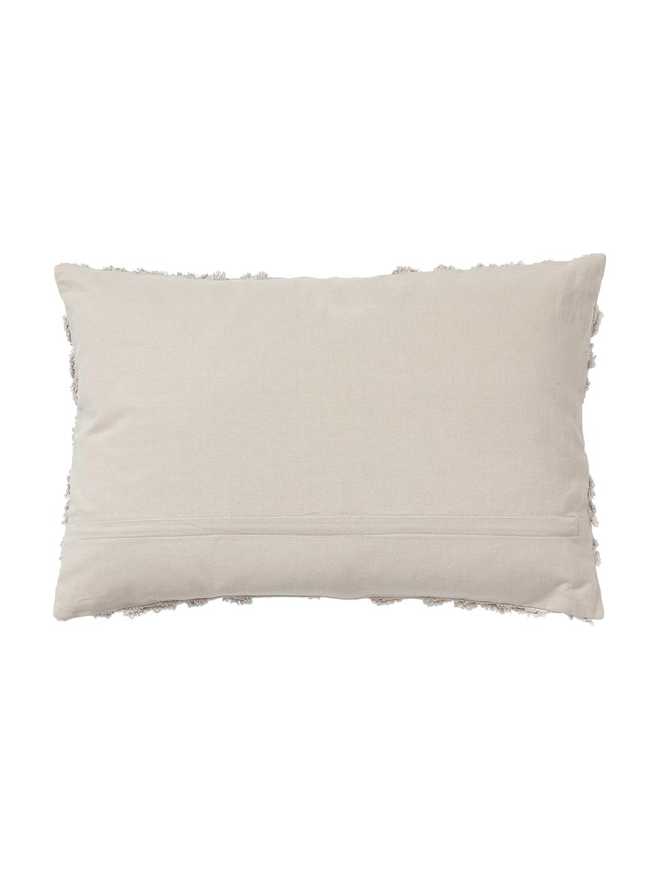 Katoenen perkale kussenhoes Faith met getufte decoratie, Katoen, Beige, B 40 x L 60 cm