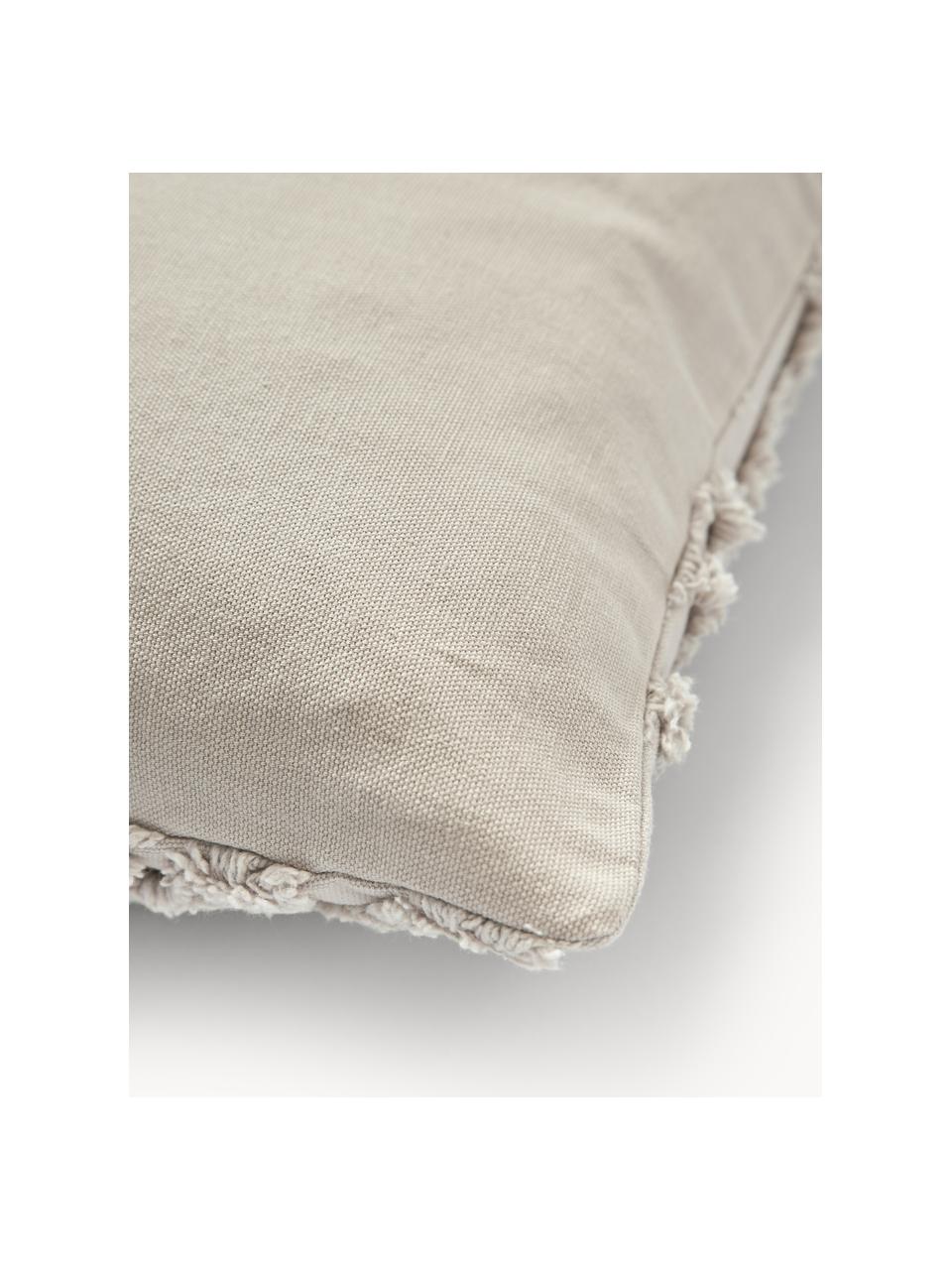 Baumwollperkal-Kissenhülle Faith mit getufteter Verzierung, 100% Baumwolle, Hellbeige, B 40 x L 60 cm