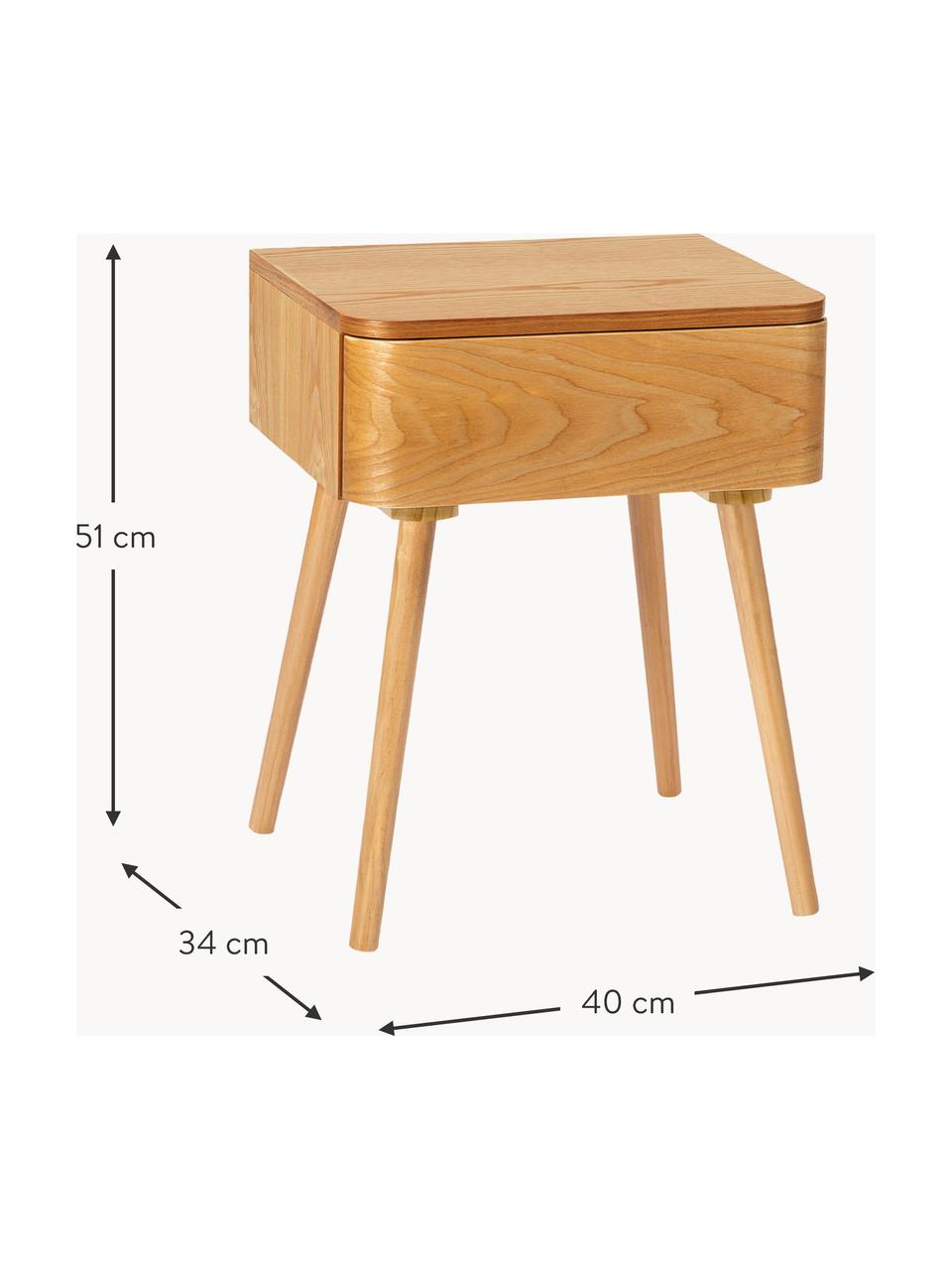 Table de chevet en bois Gunydin, MDF, placage de pin, Bois de pin, larg. 40 x haut. 51 cm