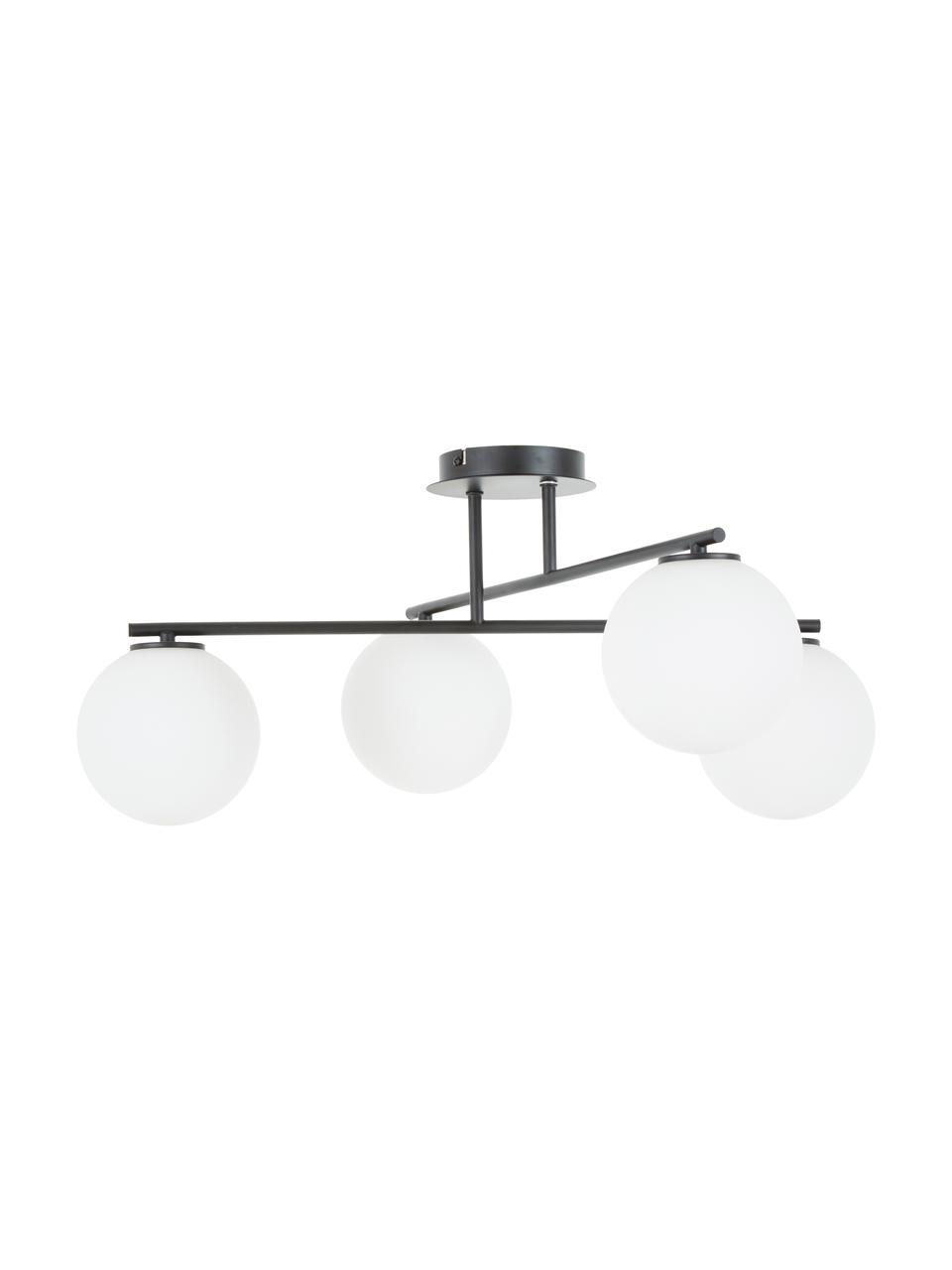 Lámpara de techo de vidrio opalino Atlanta, Anclaje: metal con pintura en polv, Blanco, latón, An 65 x Al 30 cm