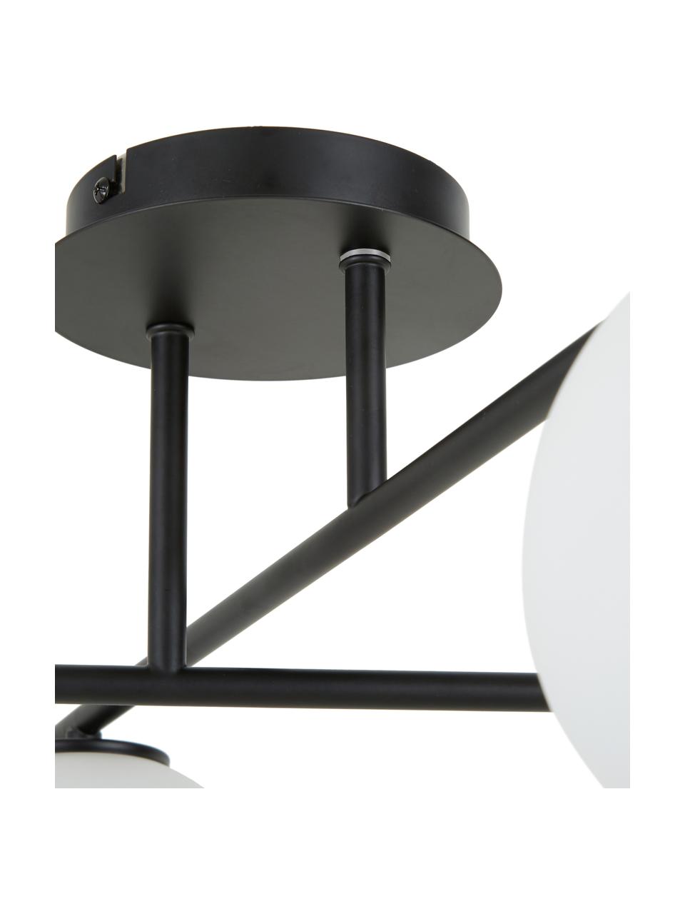 Plafondlamp Atlanta van opaalglas, Wit, zwart, B 65 x H 30 cm