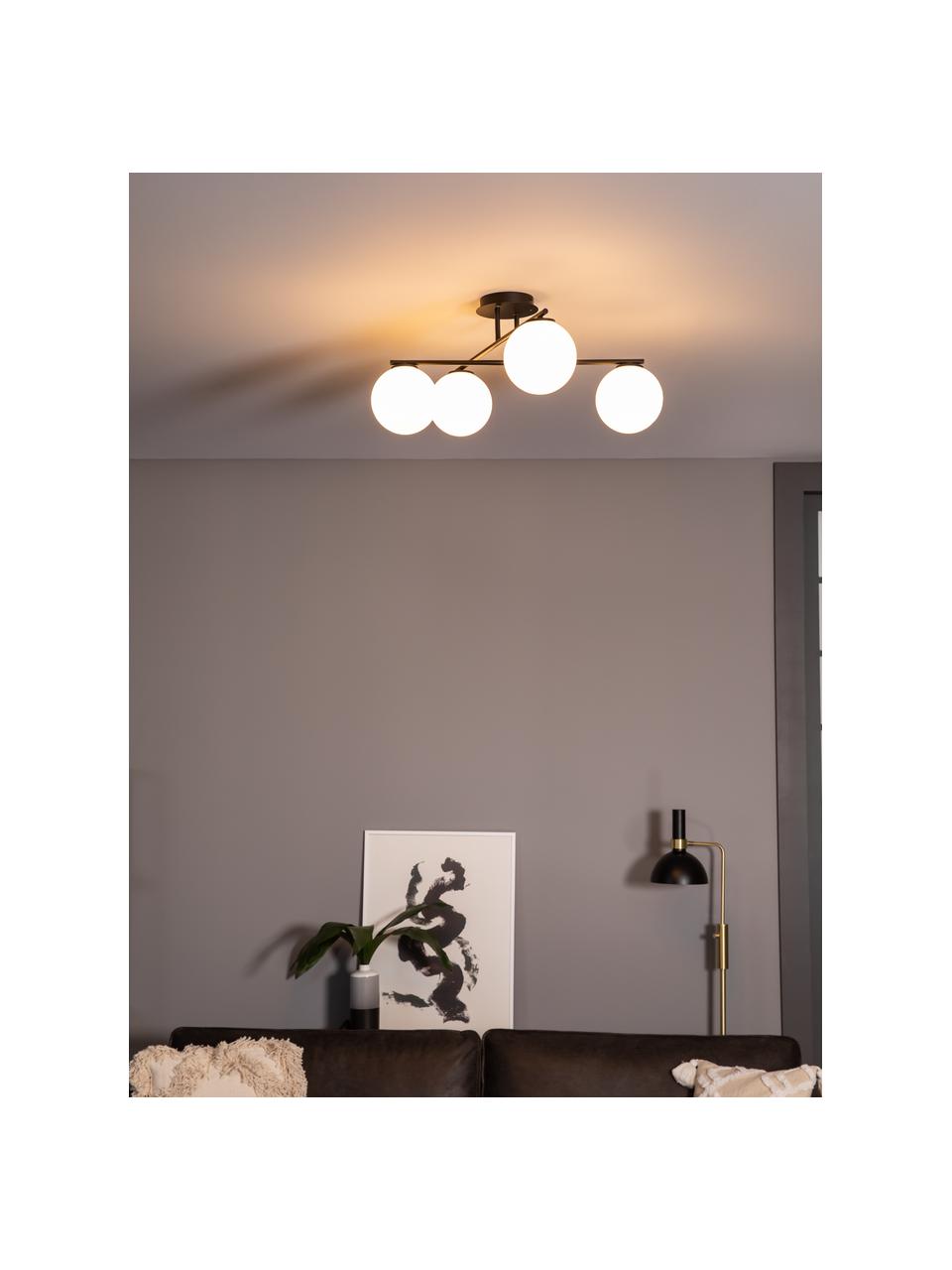 Lampa sufitowa ze szkła opalowego Atlanta, Biały, czarny, S 65 x W 30 cm