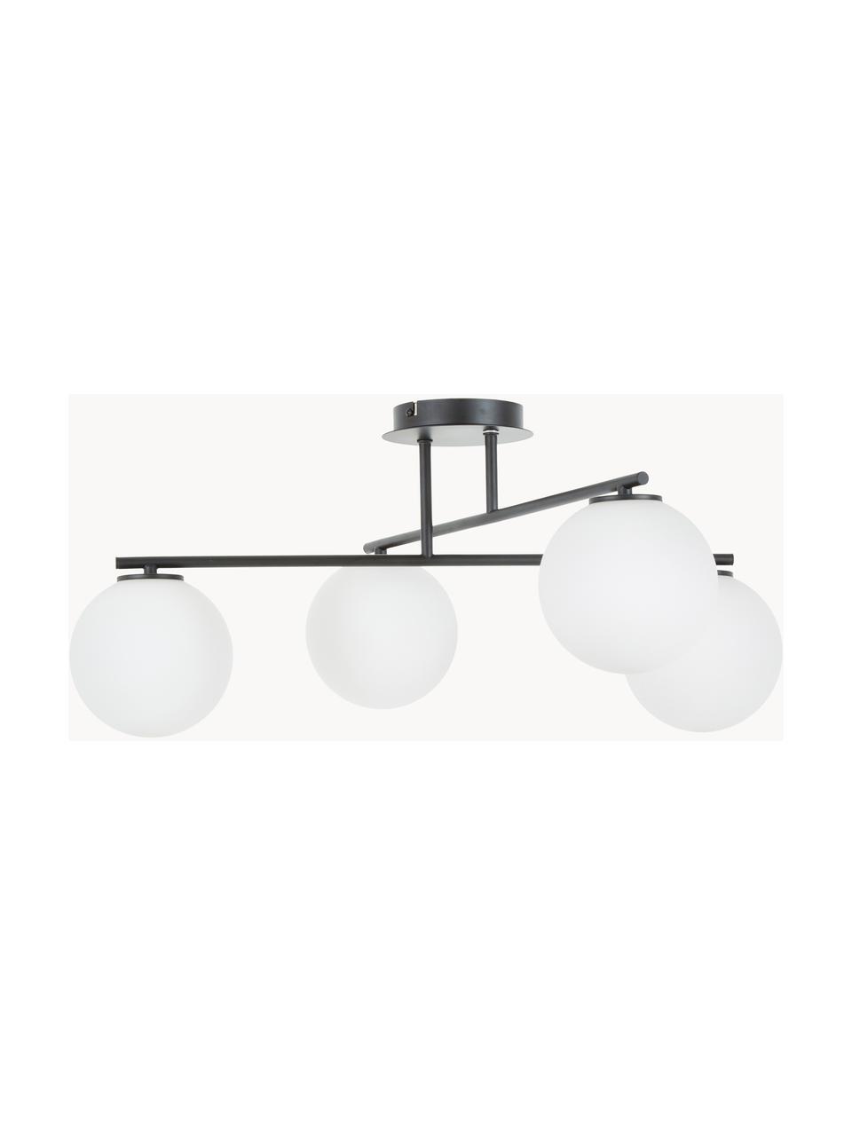 Plafondlamp Atlanta van opaalglas, Wit, zwart, B 65 x H 30 cm