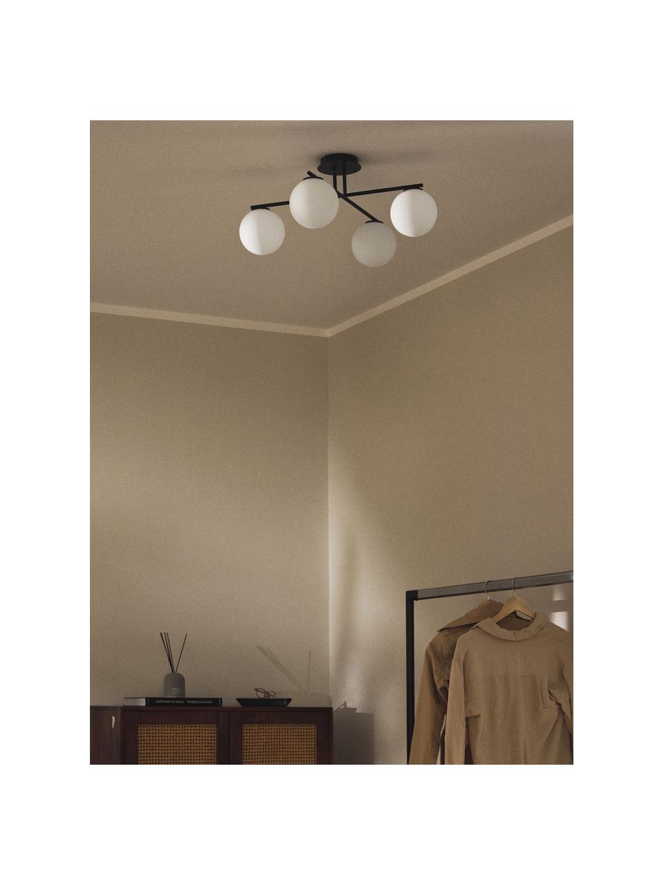 Lampa sufitowa ze szkła opalowego Atlanta, Biały, czarny, S 65 x W 30 cm