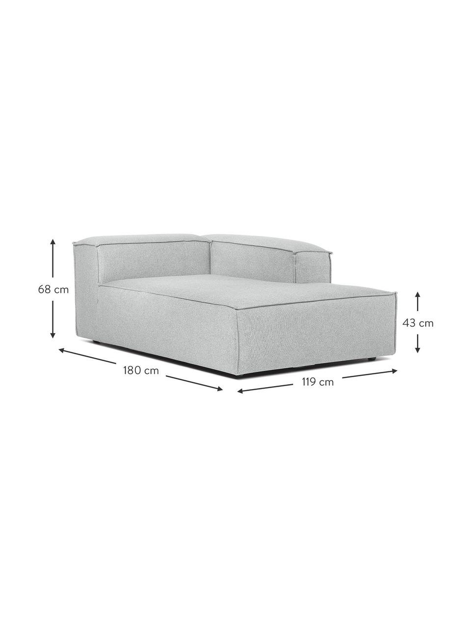 Modulo angolare Lennon, Rivestimento: 100% poliestere Con 115.0, Struttura: legno di pino massiccio, , Piedini: plastica, Tessuto grigio chiaro, Larg. 119 x Prof. 180 cm, chaise-longue a destra