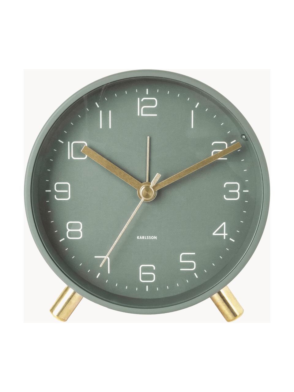 Despertador Lofty, Metal pintado, Verde oscuro, dorado, Ø 11 x F 5 cm